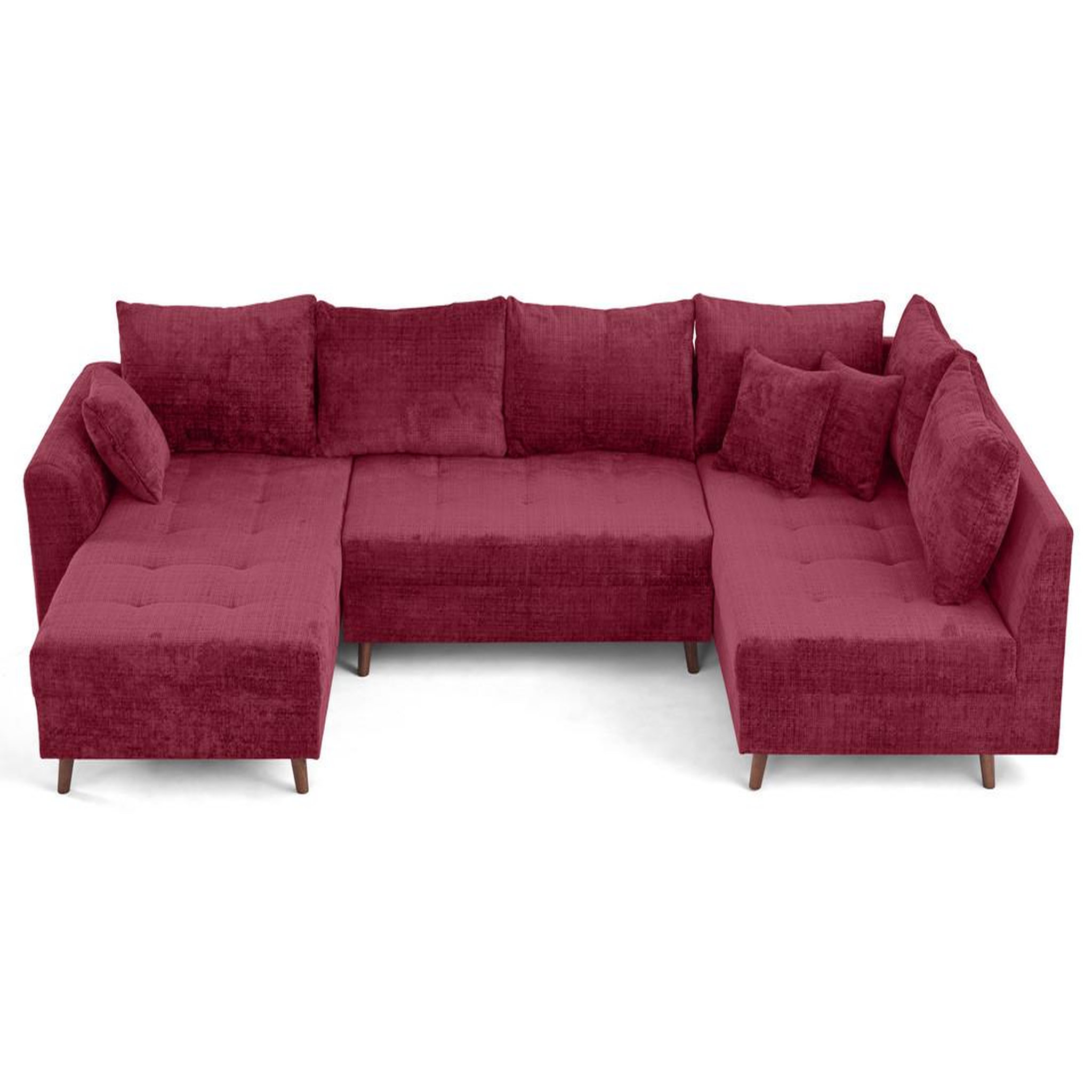 Voir la diapositive 2 : BEST MOBILIER Rune - canapé panoramique d'angle droit 7 places en velours texturé
