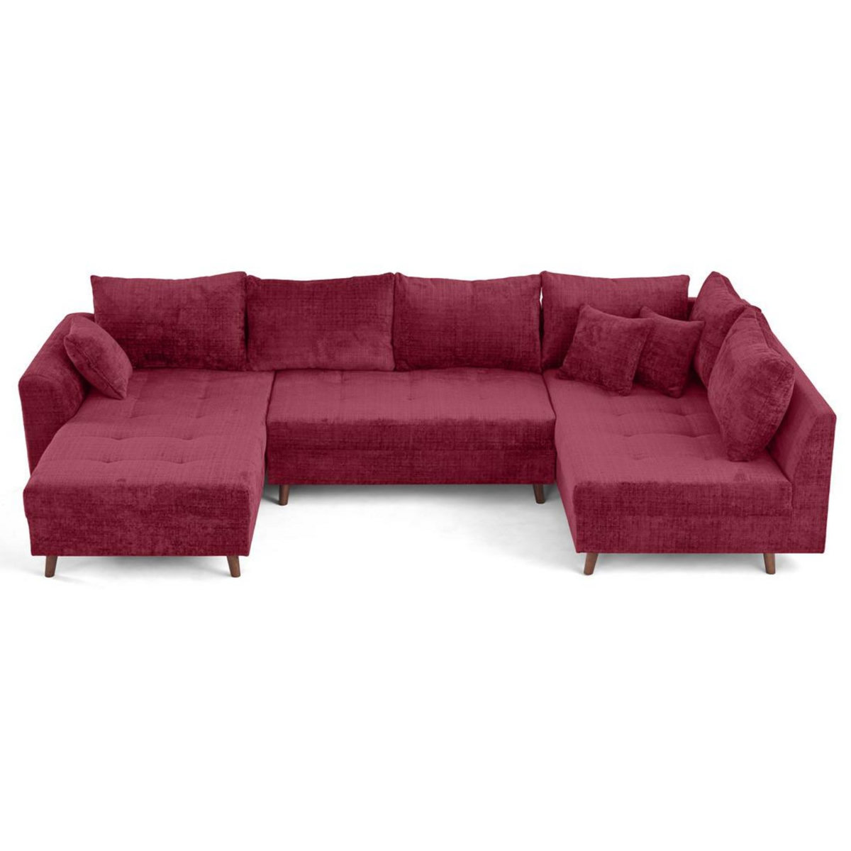 LISA DESIGN Rune - canapé panoramique d'angle droit 7 places en velours texturé