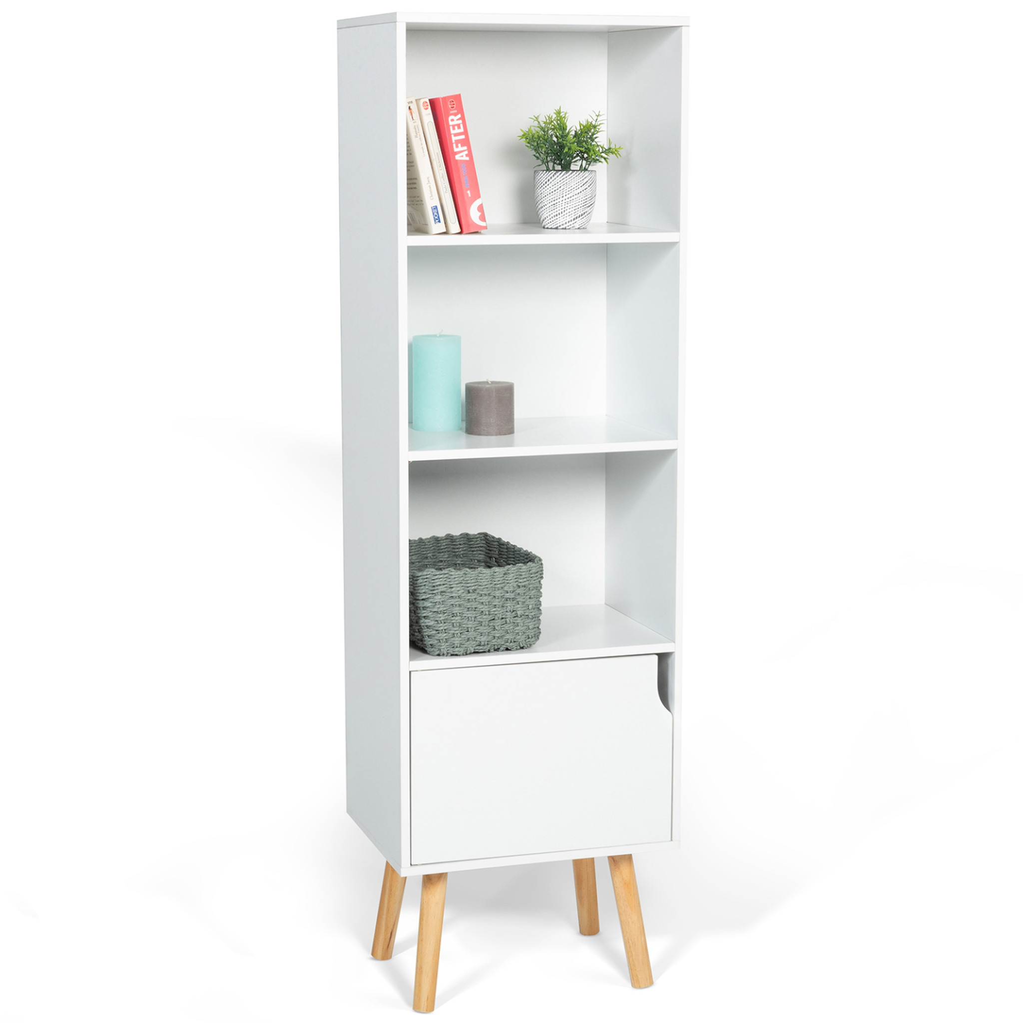 ID MARKET Bibliothèque étagère de rangement colonne emmie scandinave blanc