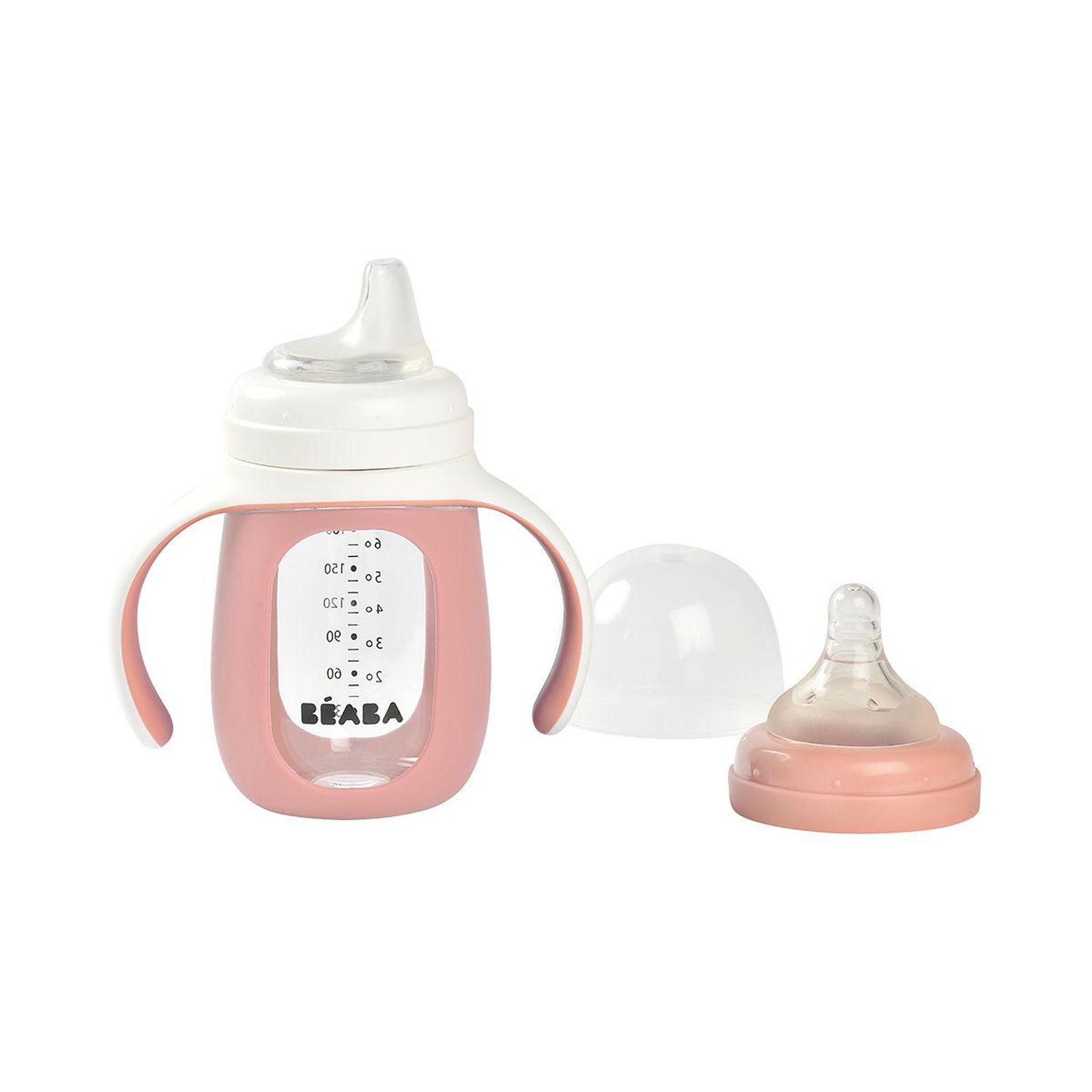 Voir la diapositive 1 : BEABA Tasse verre d apprentissage 2 en 1 210 ml