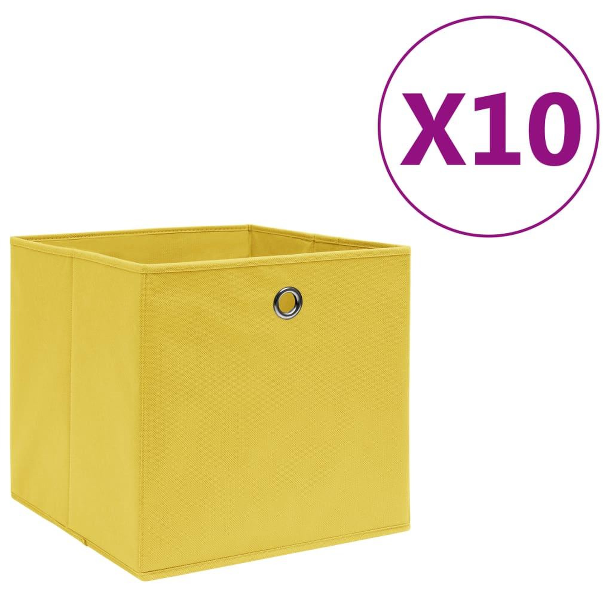 VIDAXL Boîtes de rangement 10 pcs Tissu intisse 28x28x28 cm Jaune