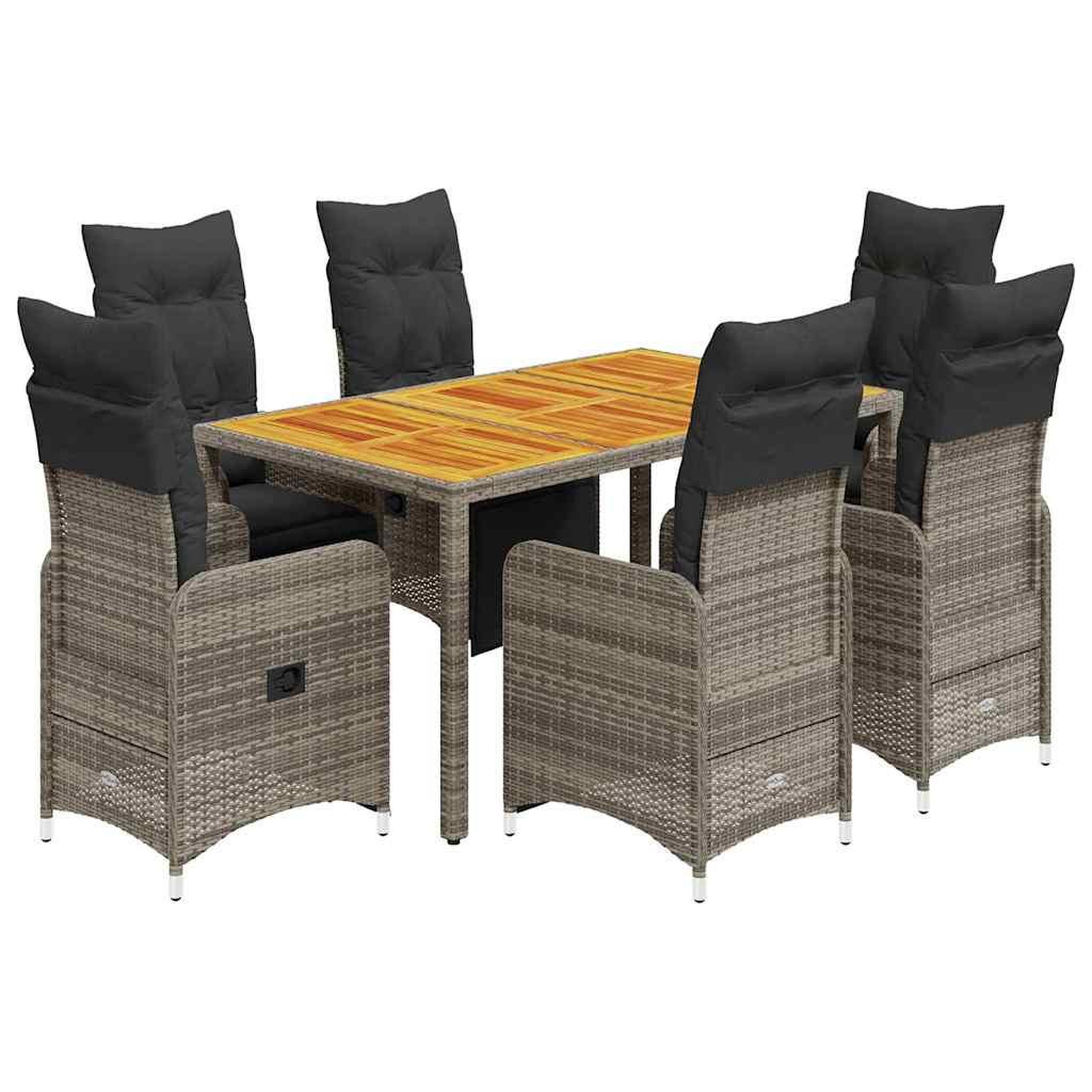 Voir la diapositive 2 : VIDAXL Ensemble de bistro de jardin 7 pcs coussins gris poly rotin