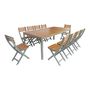 Voir la diapositive 1 : SWEEEK Table de jardin acacia avec coins arrondis, 10 chaises, 200 x 100 x 75 cm