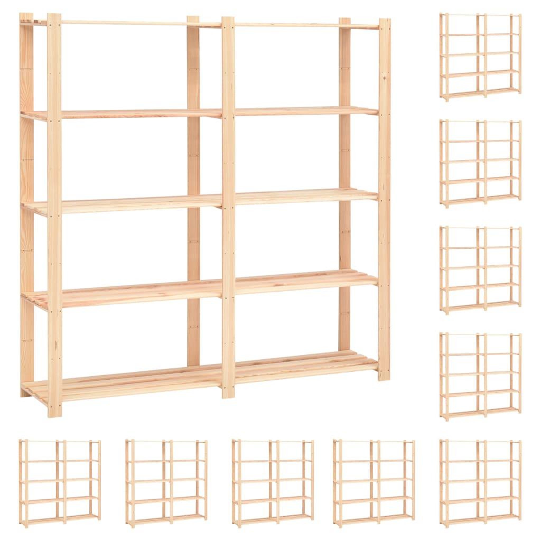 VIDAXL Etageres de rangement a 5 niveaux 10pcs 170x38x170cm Pin 500 kg