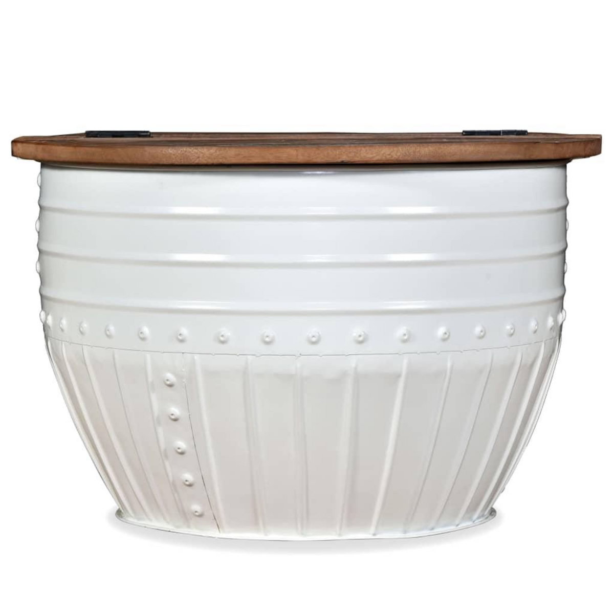 VIDAXL Table basse Bois de recuperation massif Blanc Forme de baril