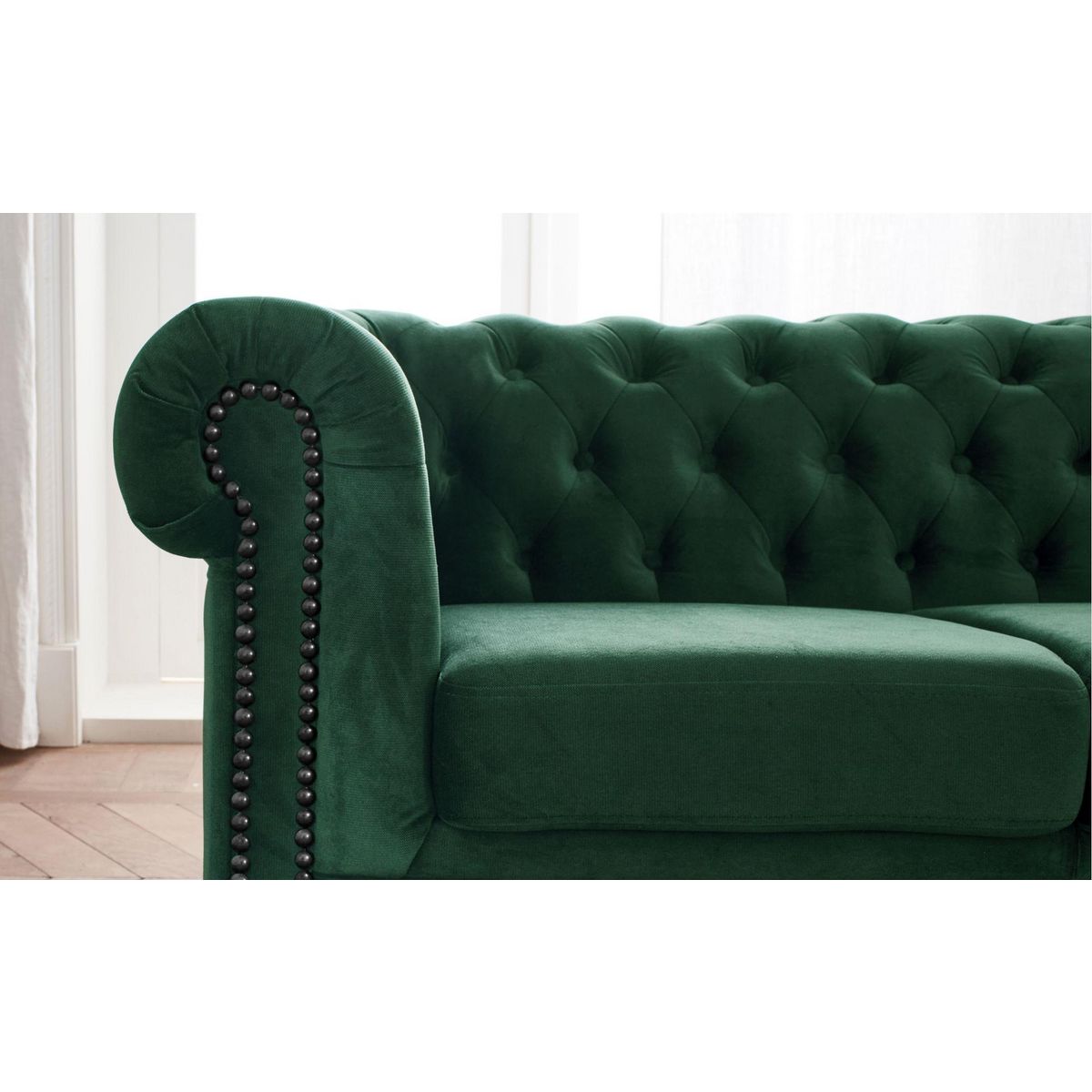 LISA DESIGN William - canapé chesterfield d'angle droit - 4 places - en velours