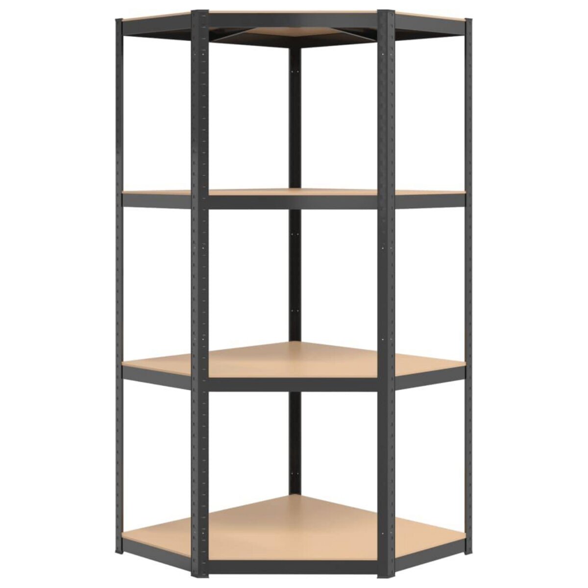 VIDAXL Etagere d'angle a 4 niveaux Anthracite Acier bois d'ingenierie