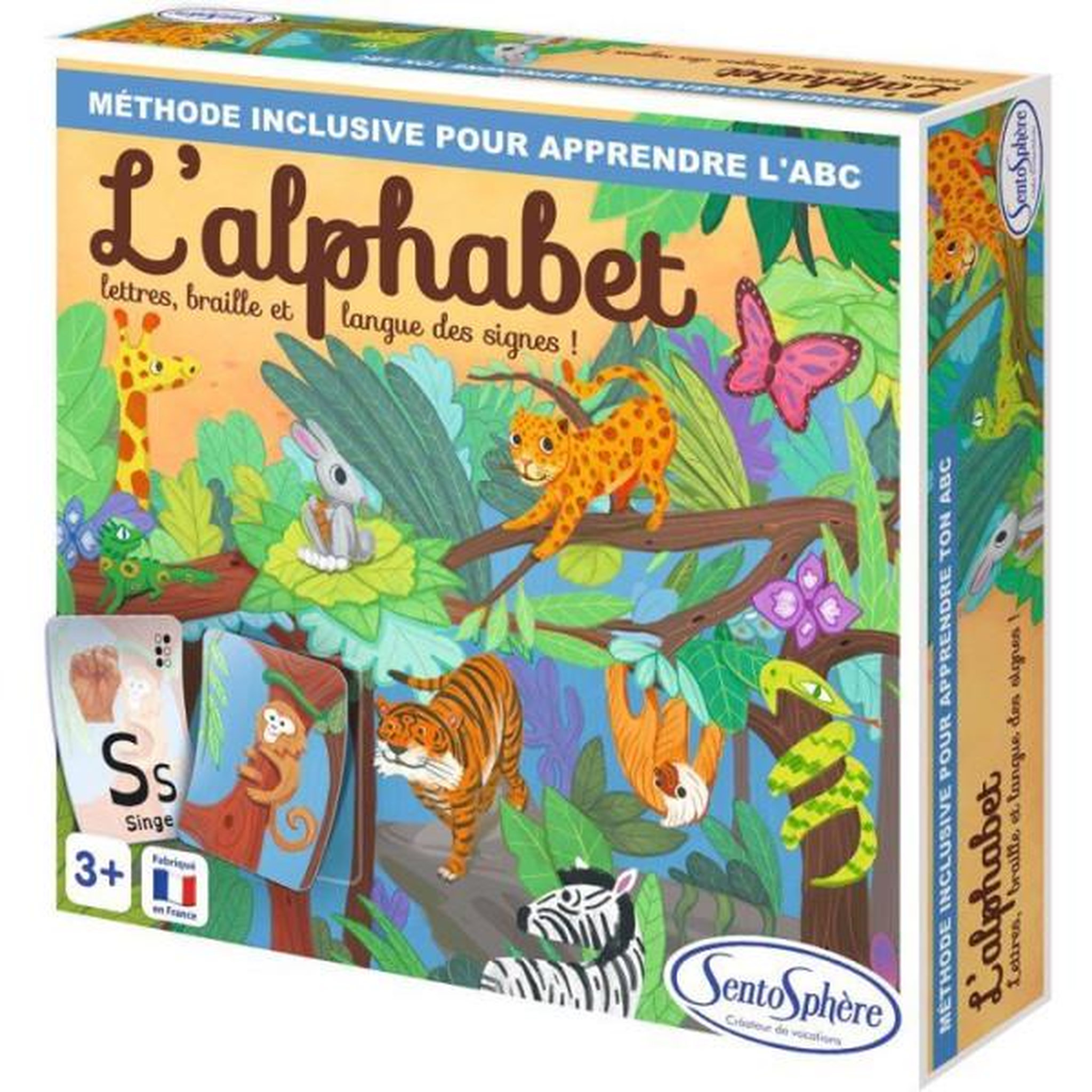 Sentosphere Jeu de société - SENTOSPHERE - L'Alphabet - Majuscule - Minuscule - Braille - Langue des Signes - Des 3 ans
