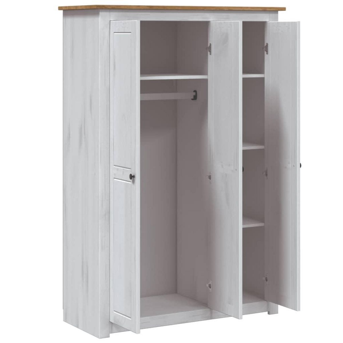 VIDAXL Garde-robe 3 portes Blanc 118x50x171,5cm Pin Assortiment Panama