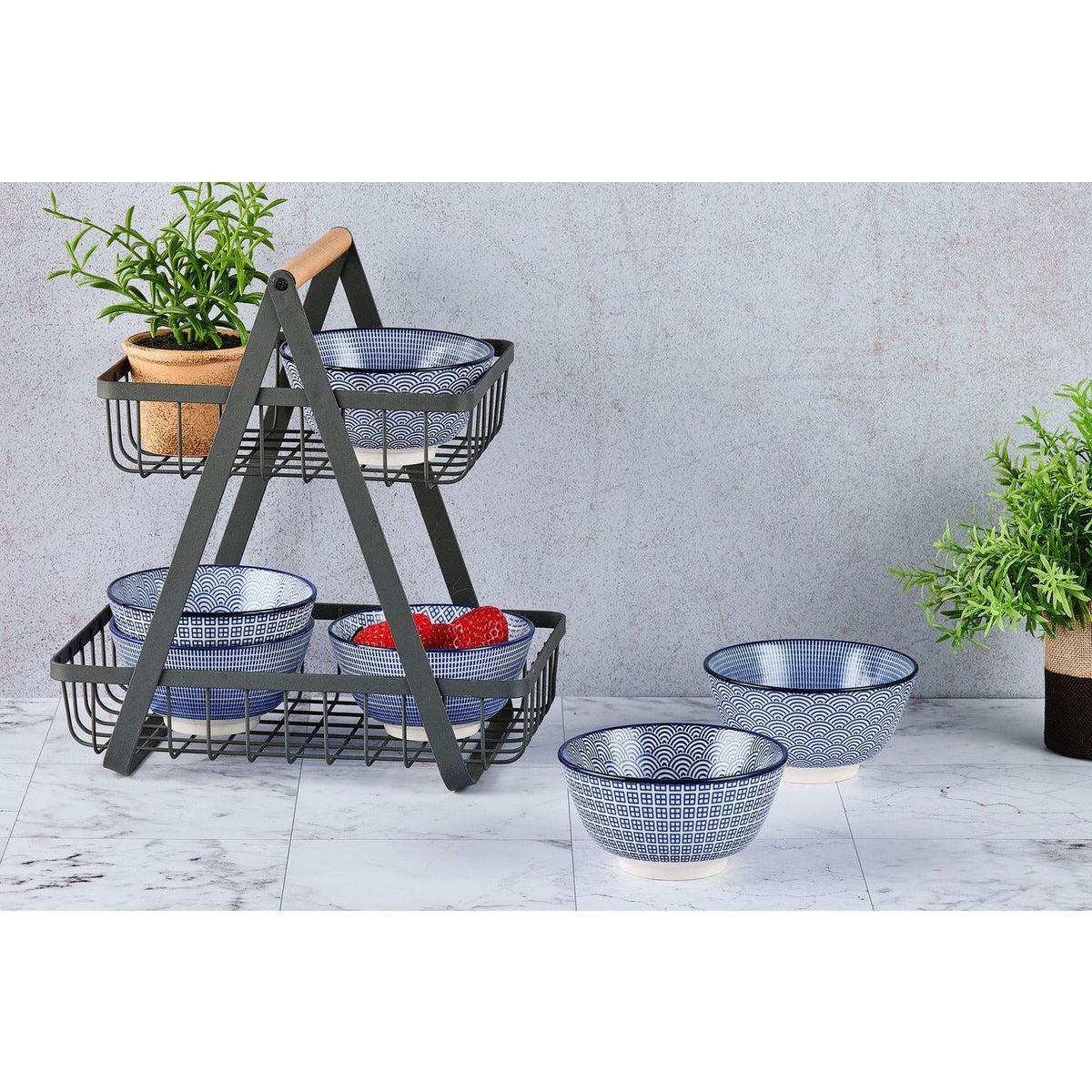 BJORN Bol PATTERN Ø12cm - 6 pièces - Dark blue