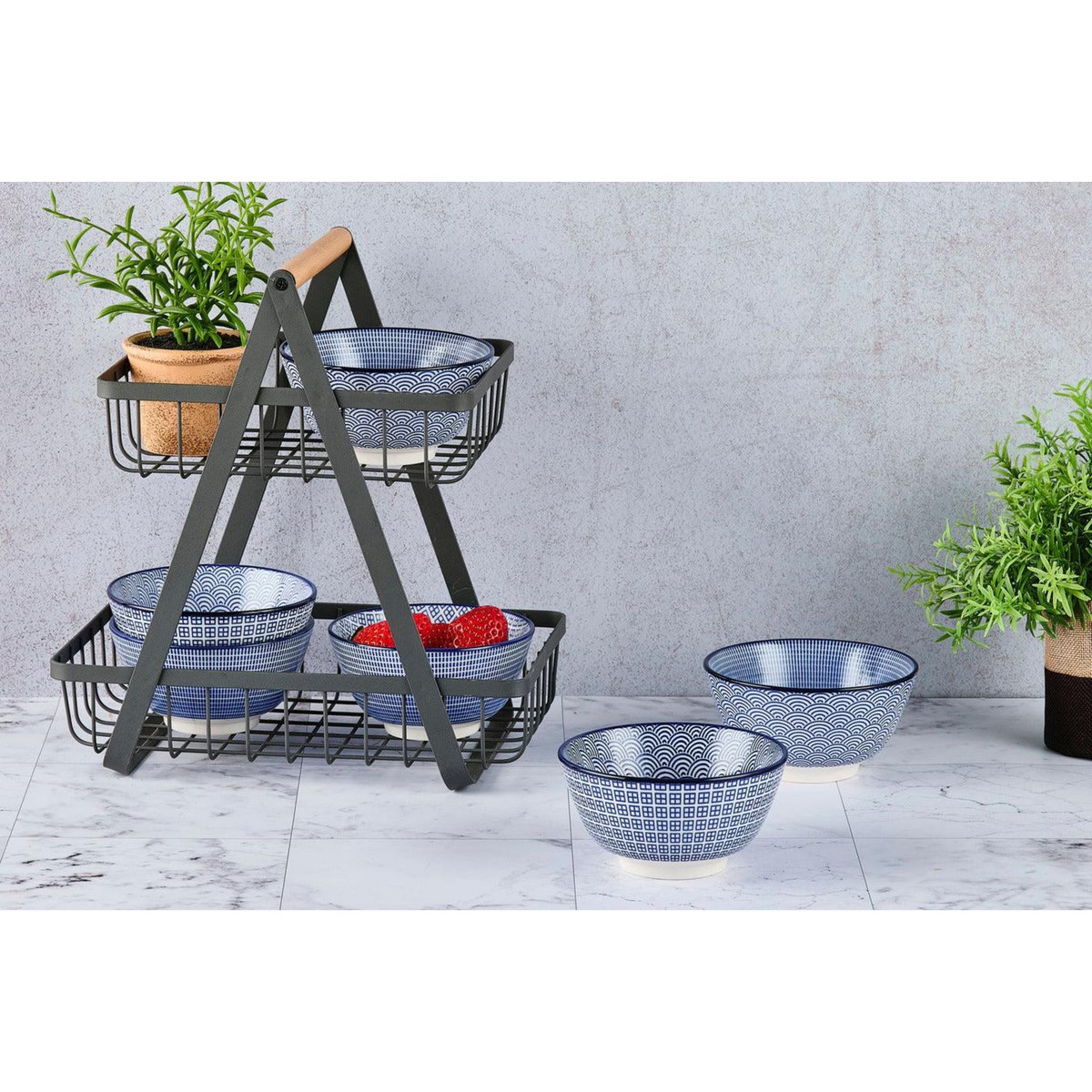 BJORN Bol PATTERN Ø12cm - 6 pièces - Dark blue