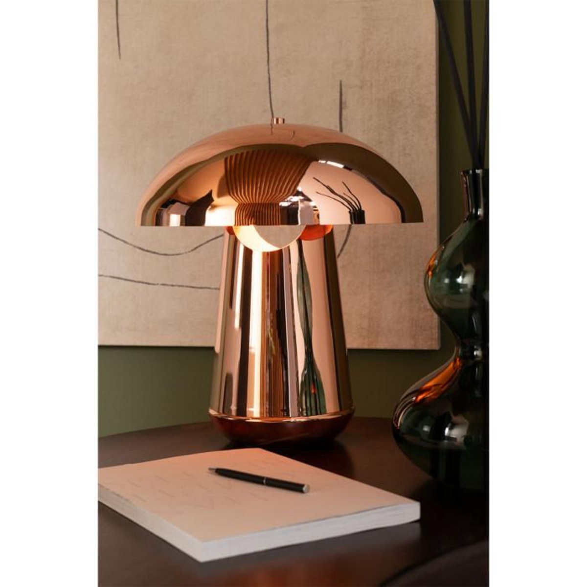 Paris Prix Lampe à Poser Design en Métal  Champignon  43cm Cuivre