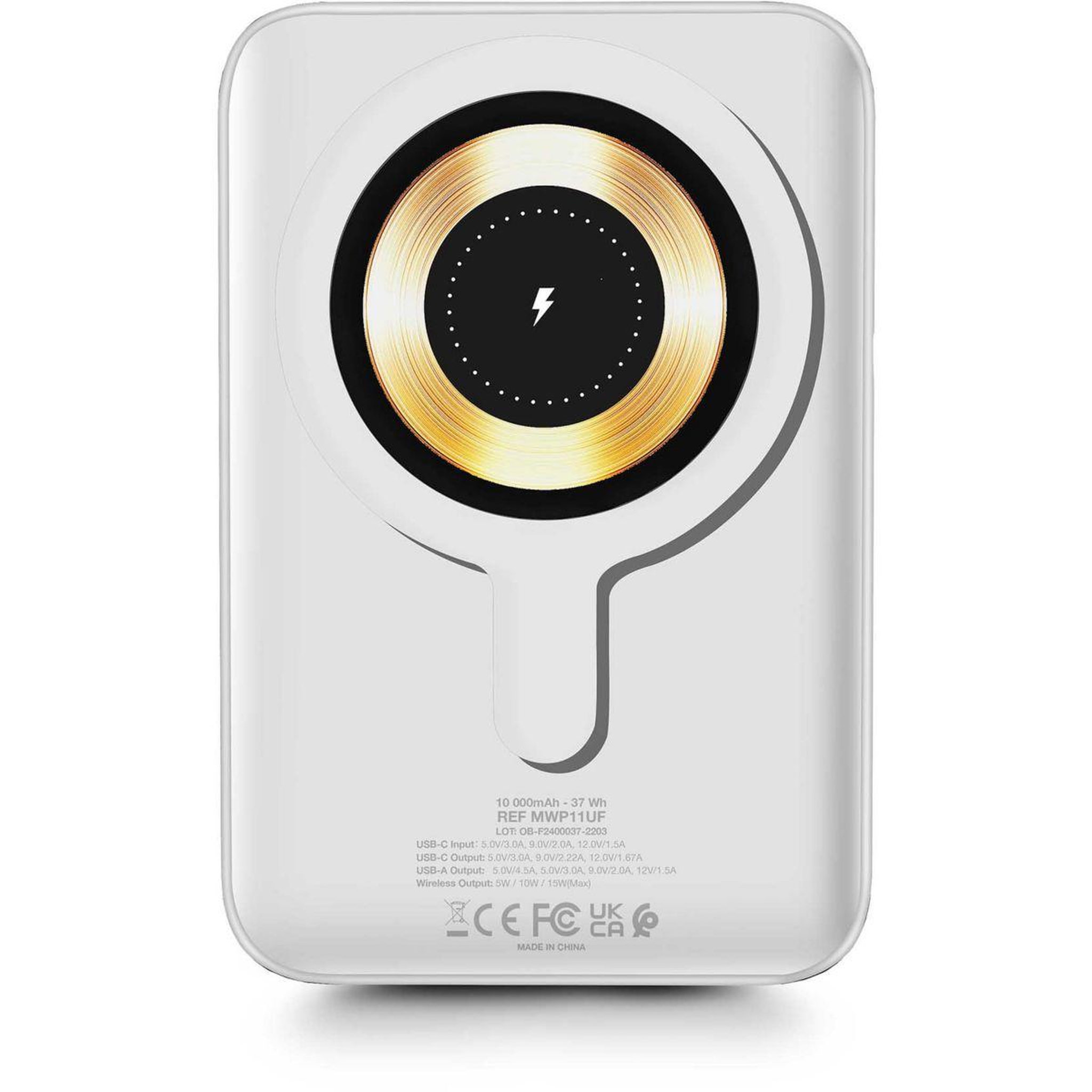 Voir la diapositive 2 : URBAN FACTORY Batterie externe 10000 mah magsafe blanc