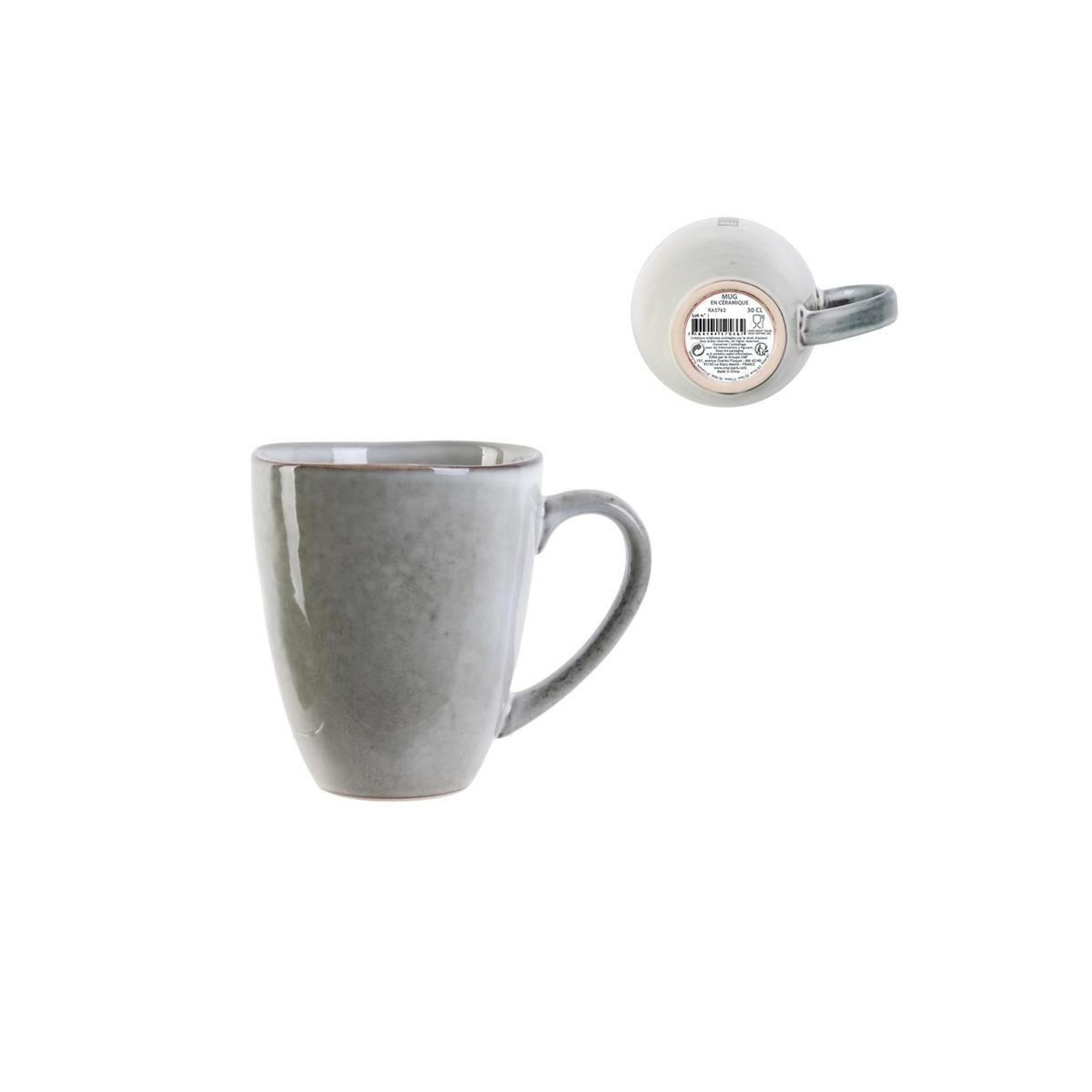 Voir la diapositive 3 : The Home Deco Factory Lot de 6 mugs  au grès du temps  12cm gris