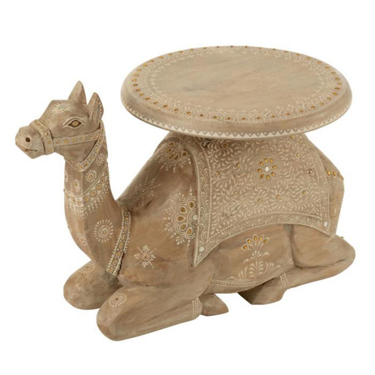 Paris Prix Table d'Appoint Chameau en Bois  Perle du Sahara  58cm Naturel