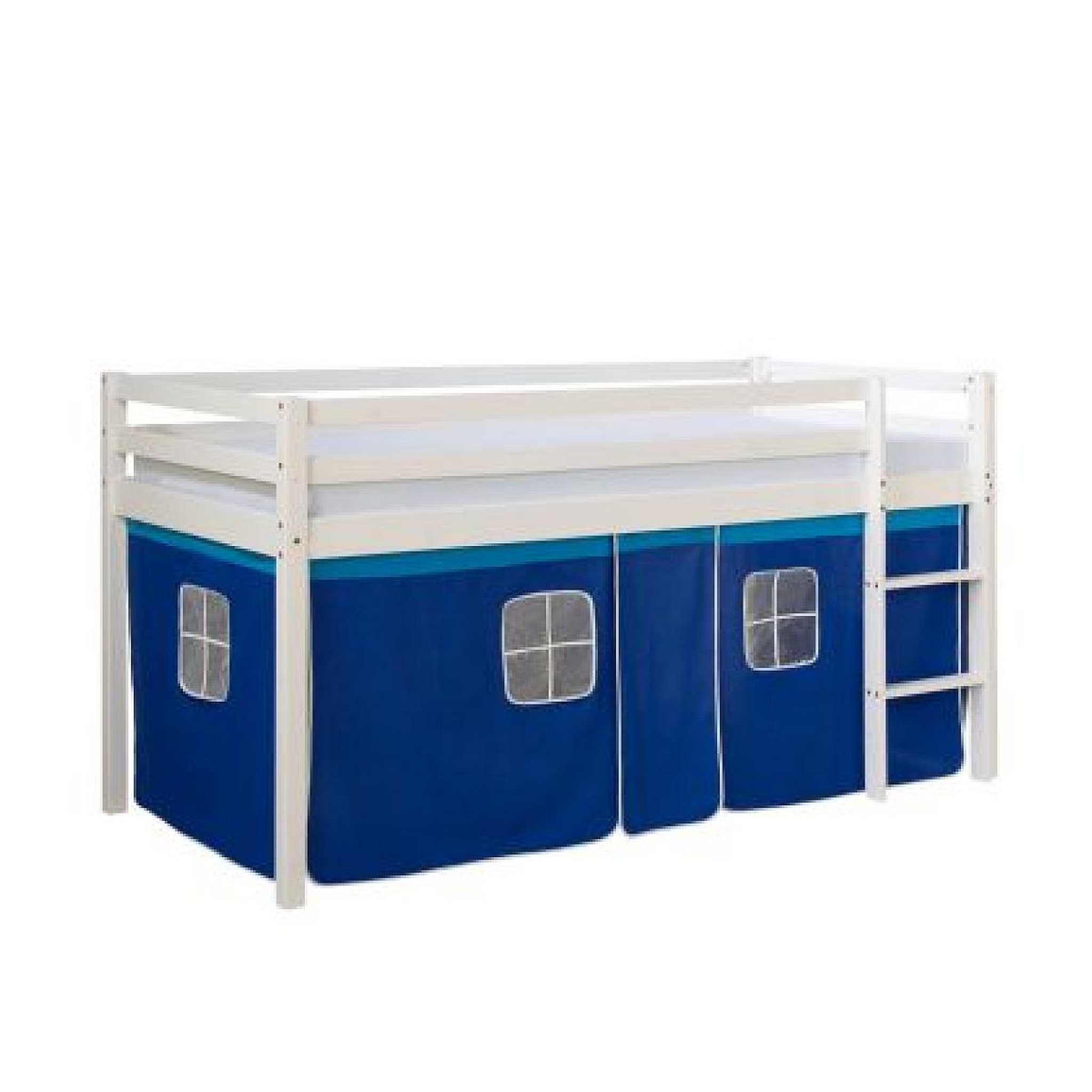 HomeStyle4U Lit mi-hauteur avec rideaux - bleu