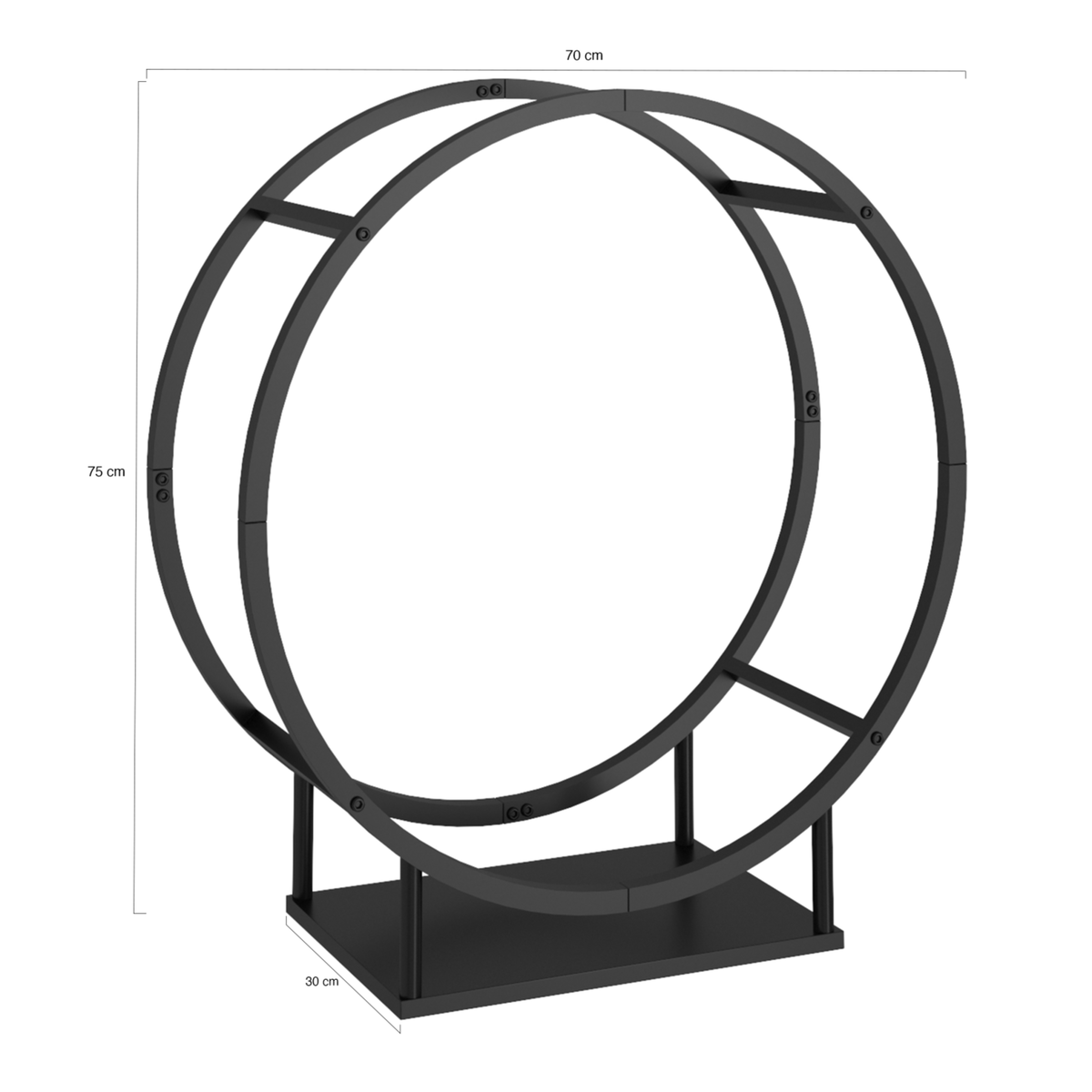 ID MARKET Range bûches rond 70 x 30 x 74 cm acier noir