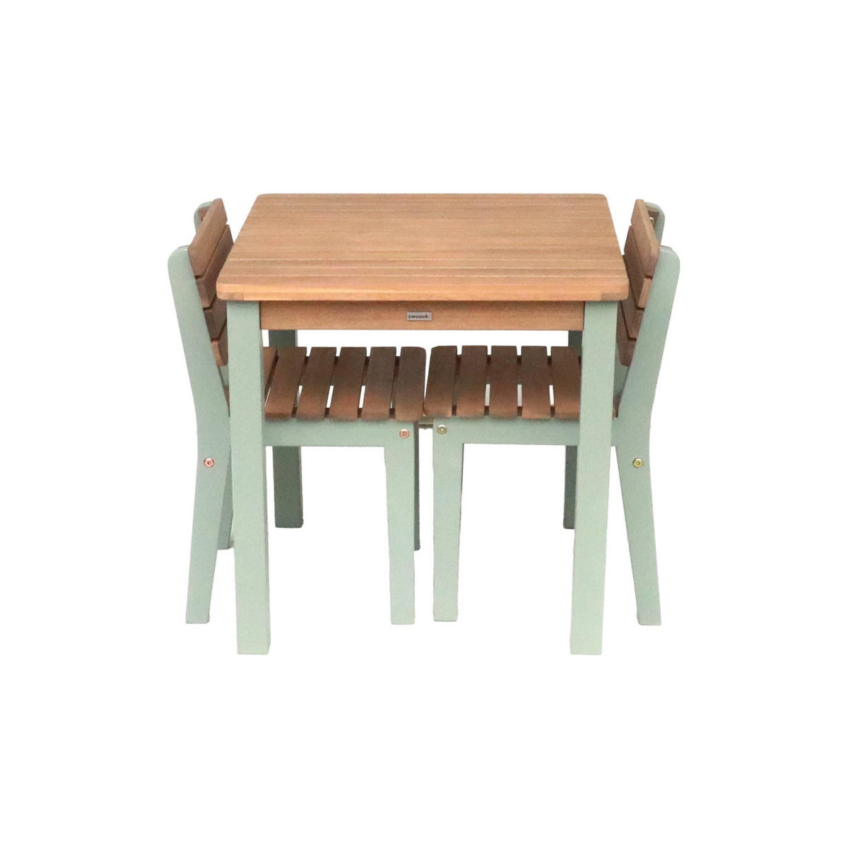 SWEEEK Table de jardin enfant, table en bois d'acacia, intérieur et extérieur avec 2 chaises
