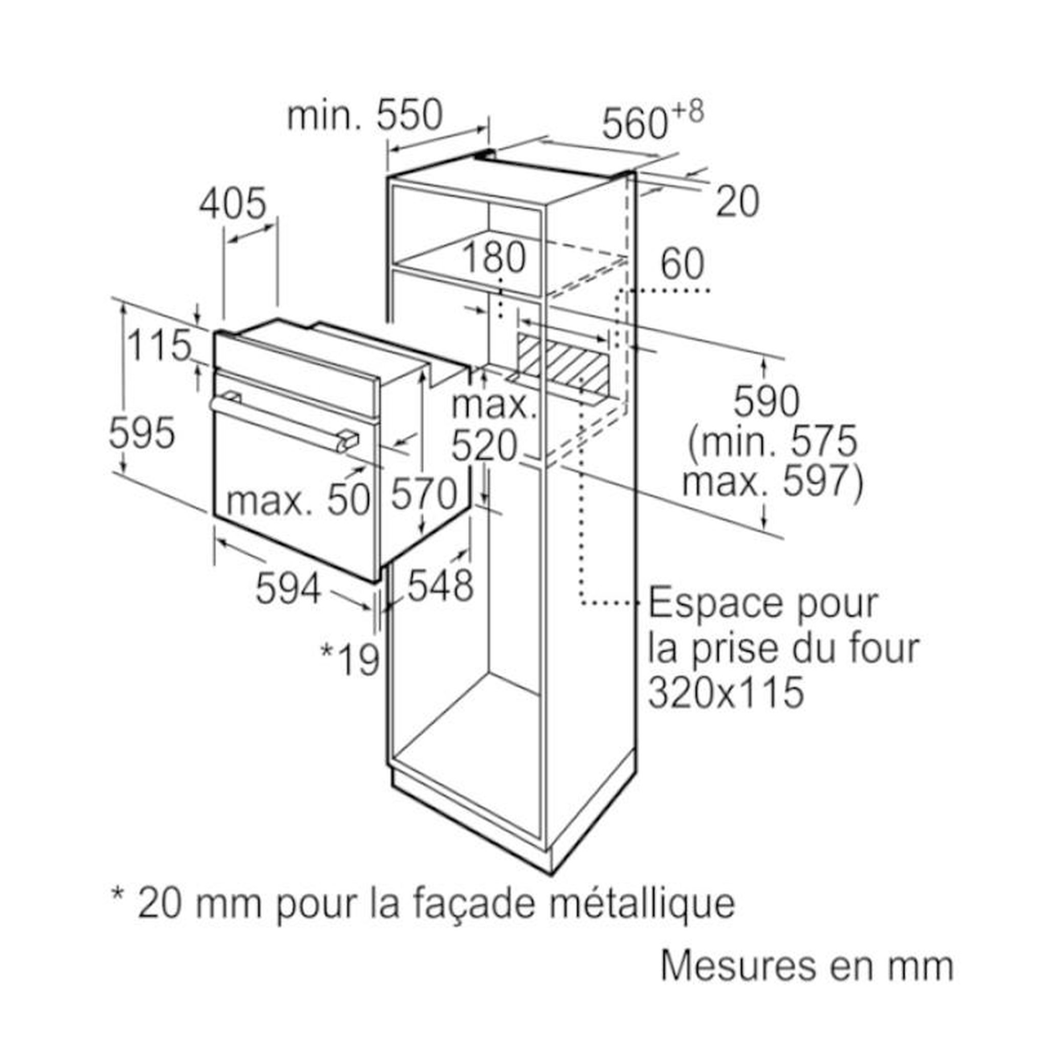 Voir la diapositive 3 : BOSCH Four intégrable 66l 60cm a ecoclean noir - hbf133ba0