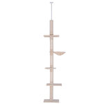 PAWHUT Arbre à chat poteau à griffer L40 x l 34 x H 230-260 cm 5 niveaux d'activités beige