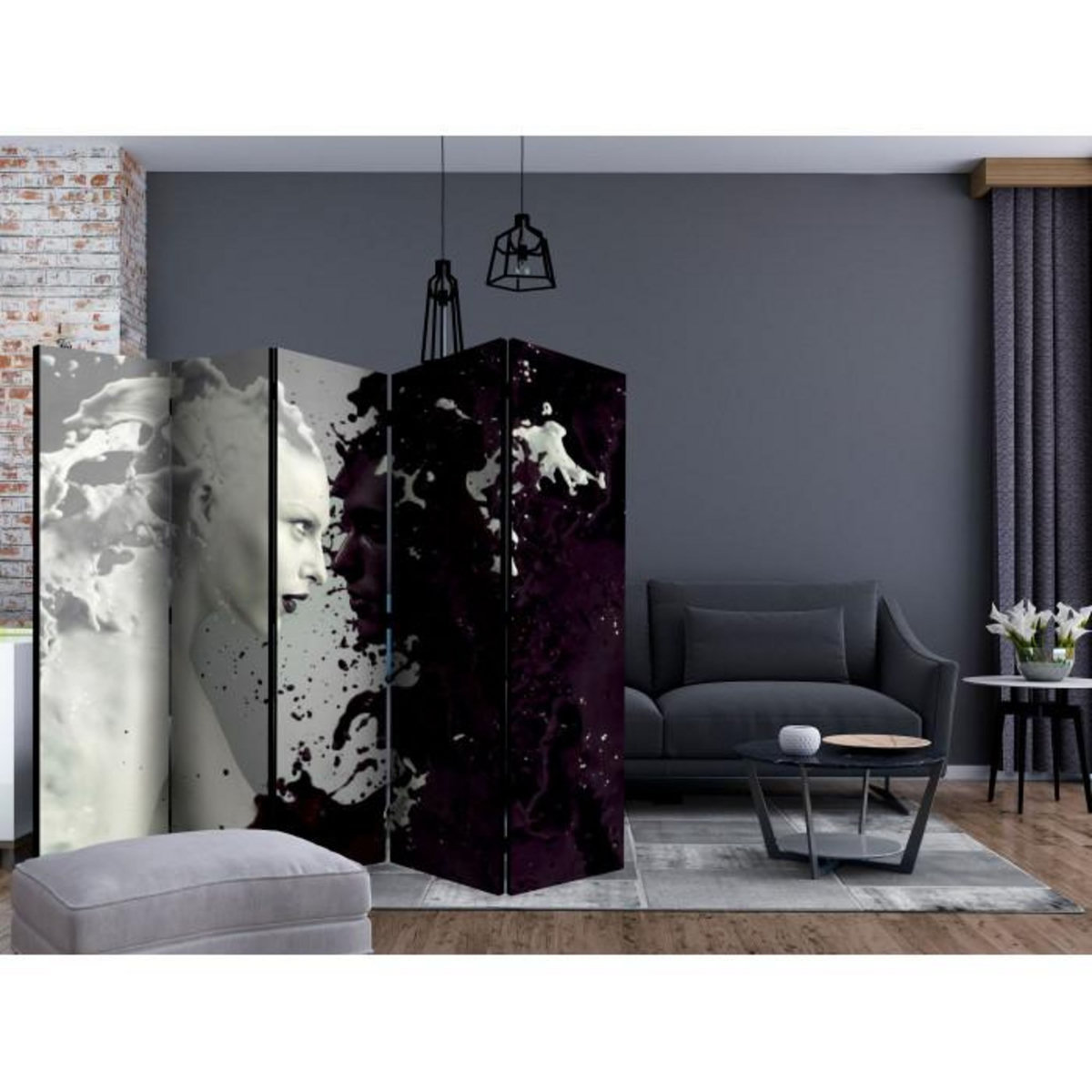 Paris Prix Paravent 5 Volets  Black & White Faces  172x225cm