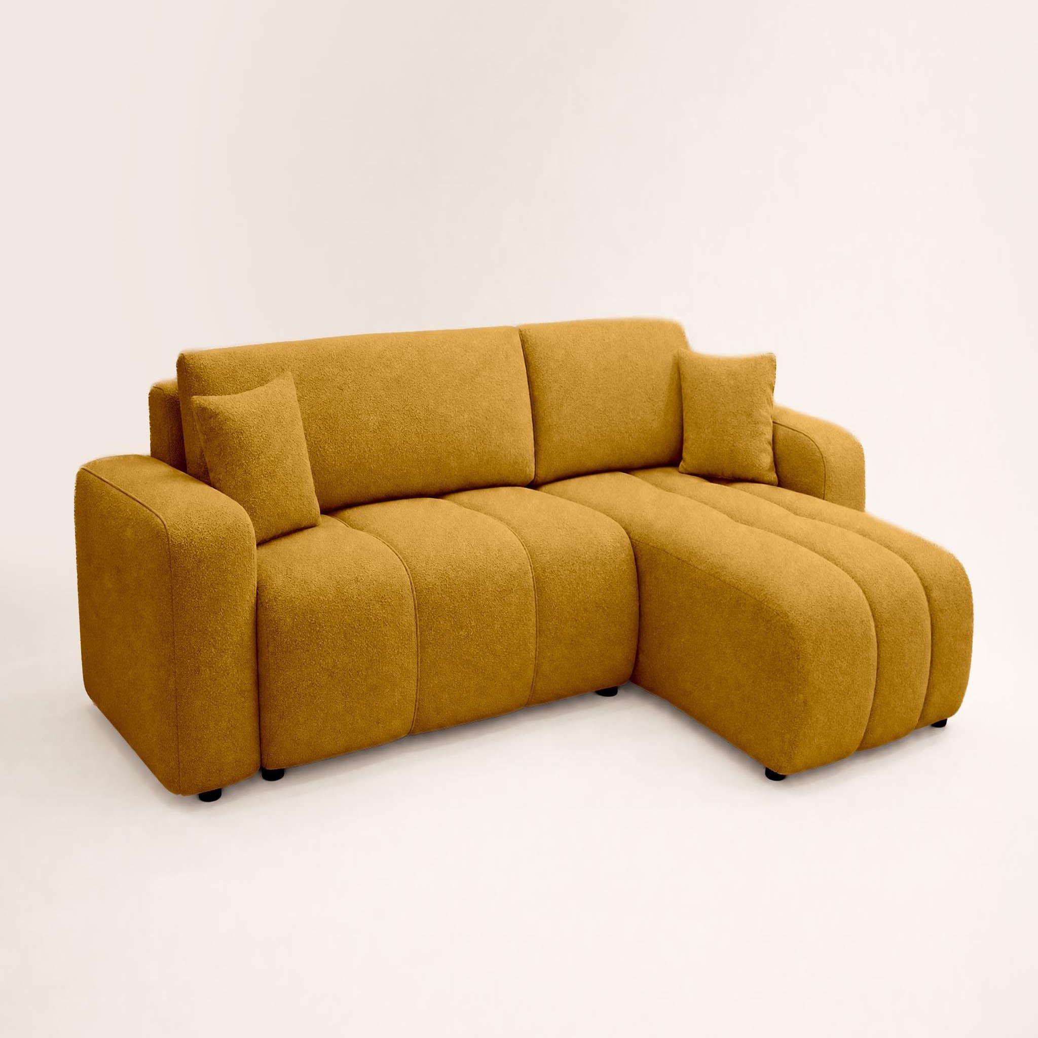 Voir la diapositive 4 : BEST MOBILIER Nicole - canapé d'angle réversible 4 places convertible avec coffre en tissu