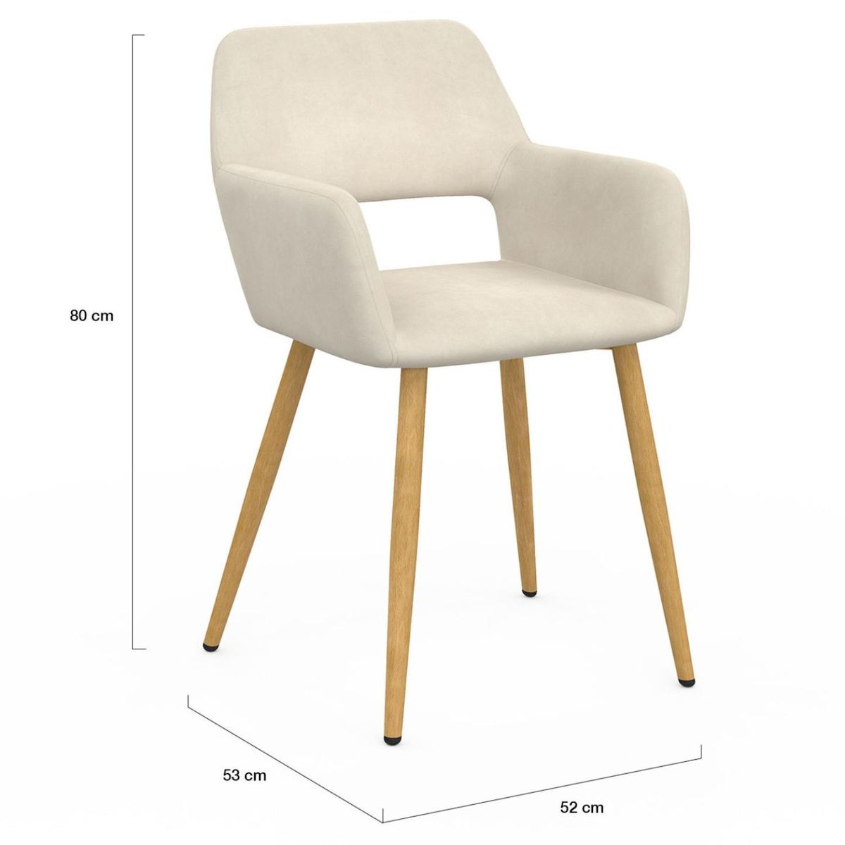 ID MARKET Lot de 2 chaises de salle à manger, fauteuils de table HOLY en velours beige