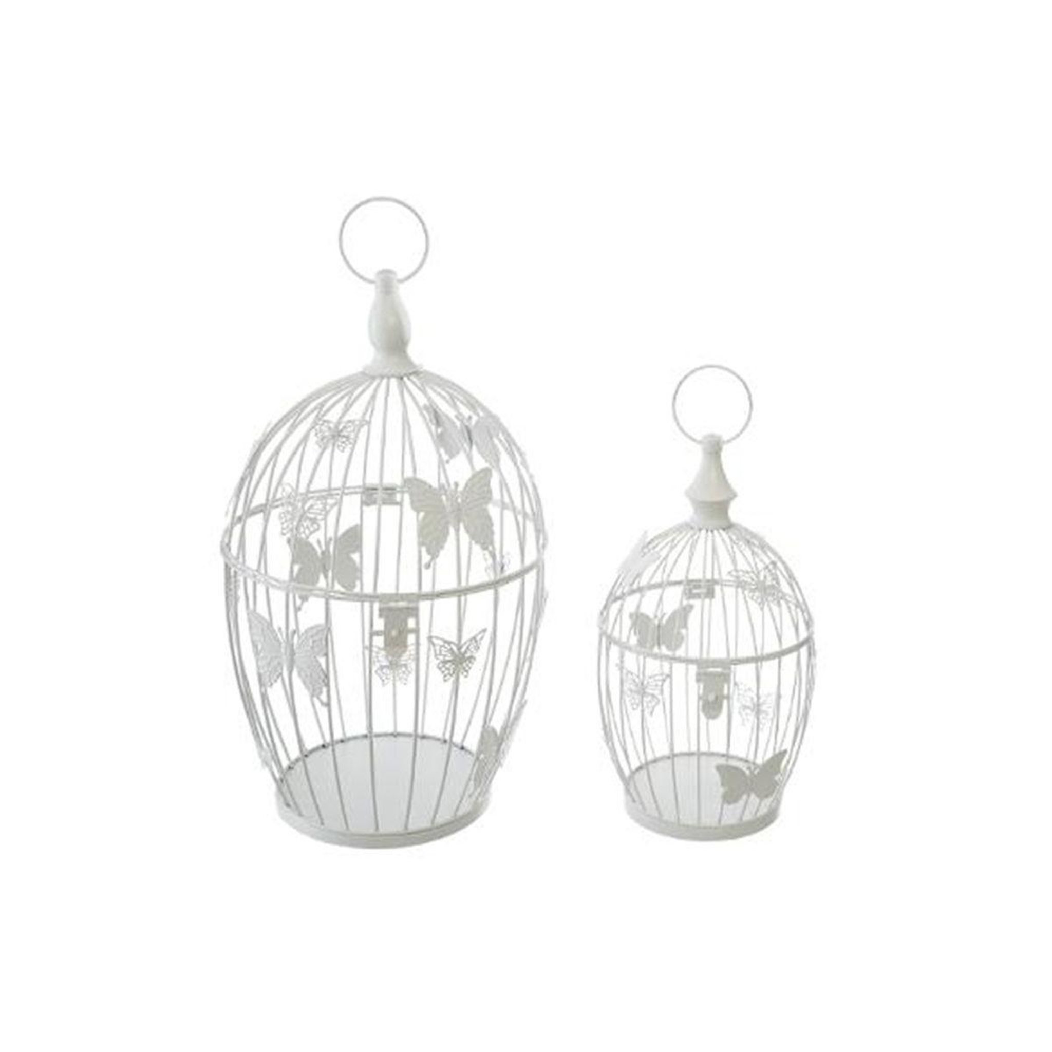 ATMOSPHERA Lot de 2 Cages à Oiseaux Métal  Bird  39cm Blanc