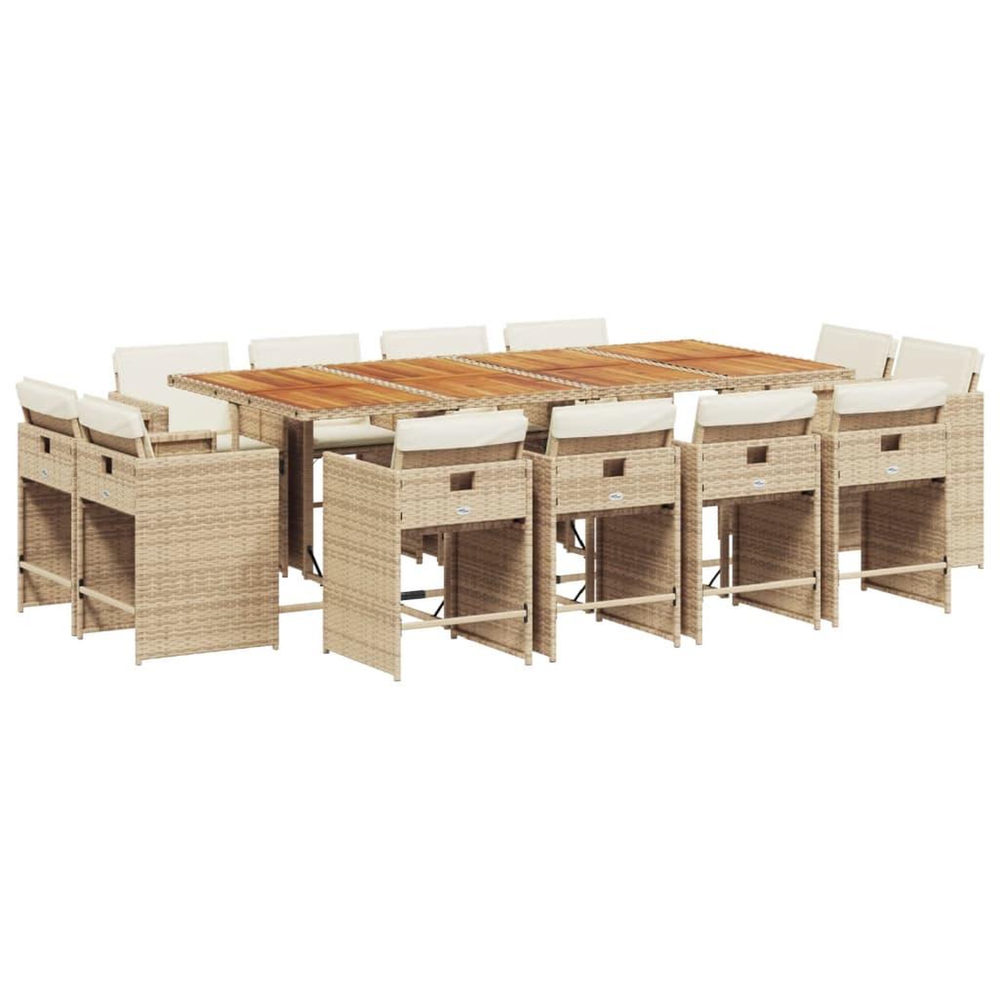 Voir la diapositive 2 : VIDAXL Ensemble a manger de jardin et coussins 13 pcs beige