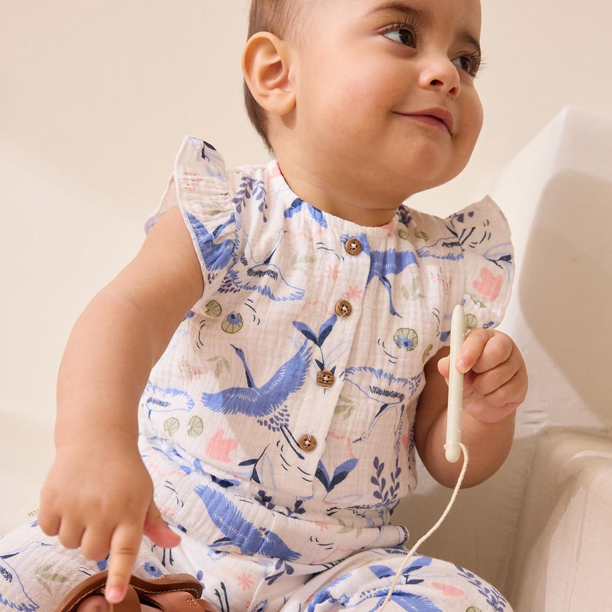 Petit Béguin Combinaison bébé en gaze de coton Tiana