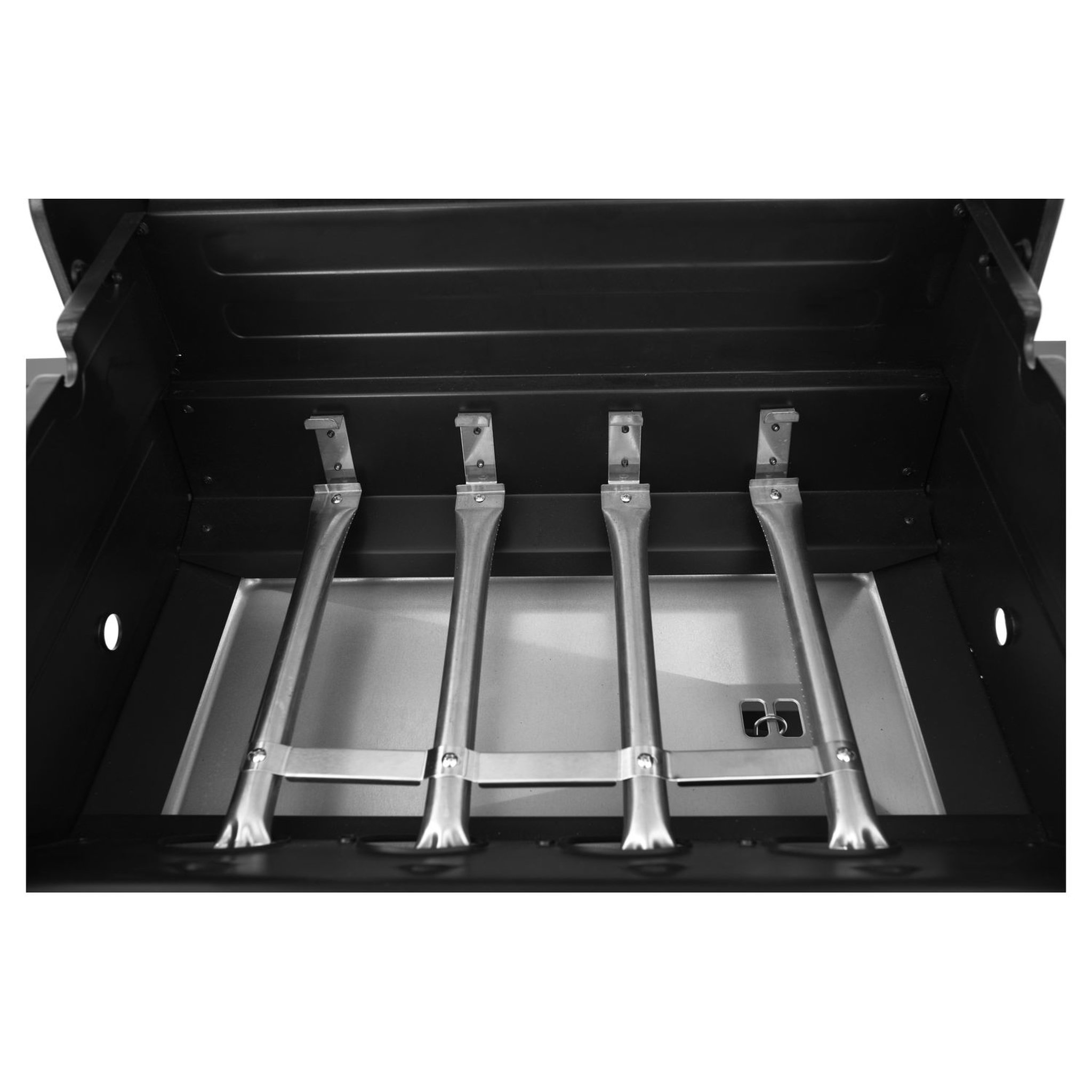 Voir la diapositive 9 : GARDENSTAR Barbecue gaz en acier- 4 brûleurs - 1 côté acier 