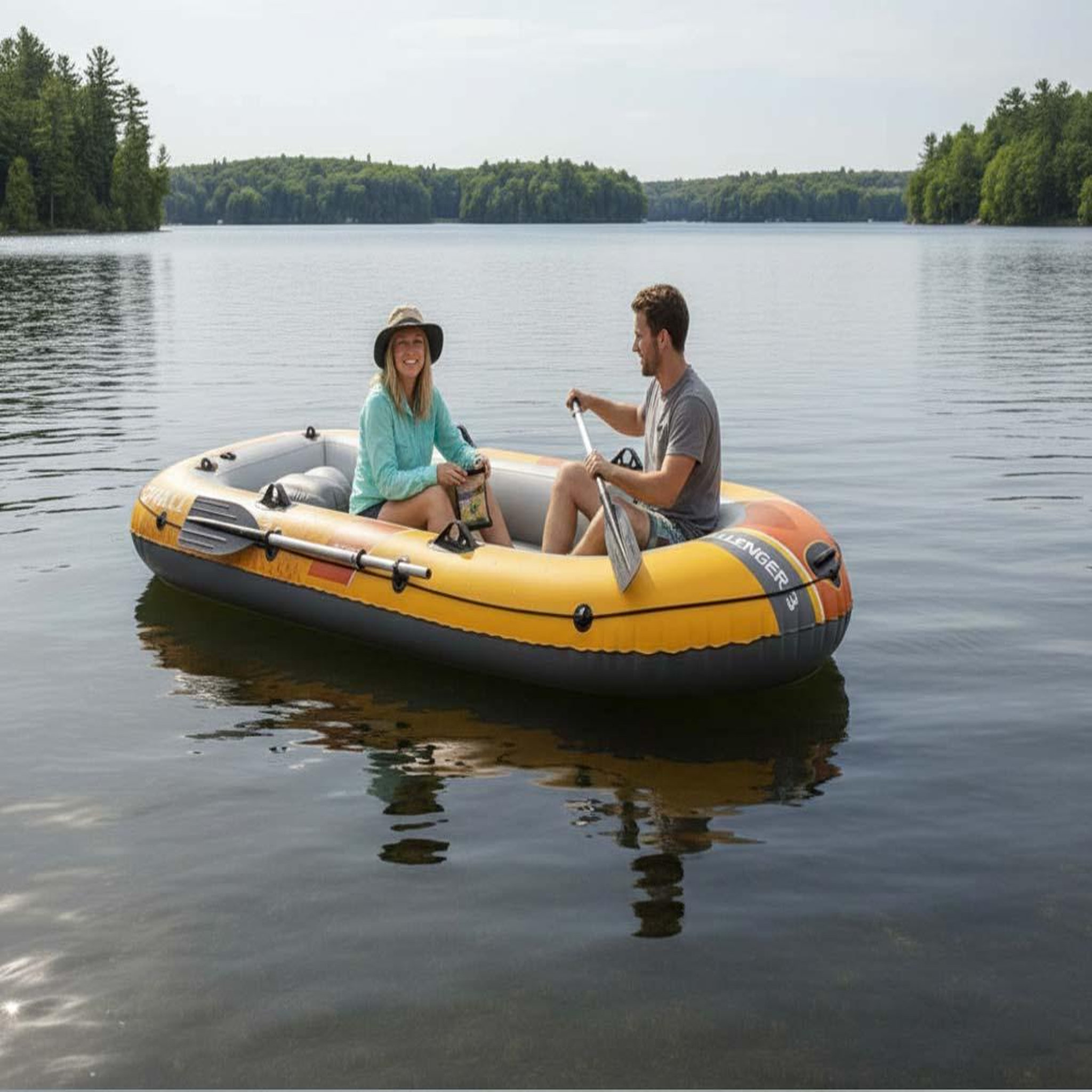 Voir la diapositive 3 : INTEX Kit bateau gonflable 3 places Challenger 3 avec rames et gonfleur - Intex