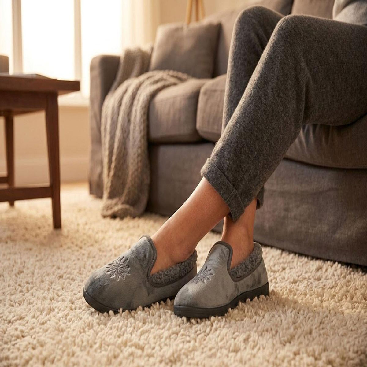 OZABI OZABI Pantoufles Femme Velours Charentaises Chaudes Antidérapantes