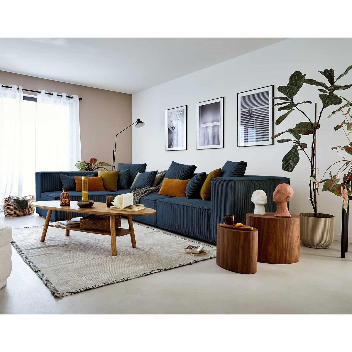 LISA DESIGN Colombine - canapé modulable d'angle gauche - 6 places - en velours côtelé