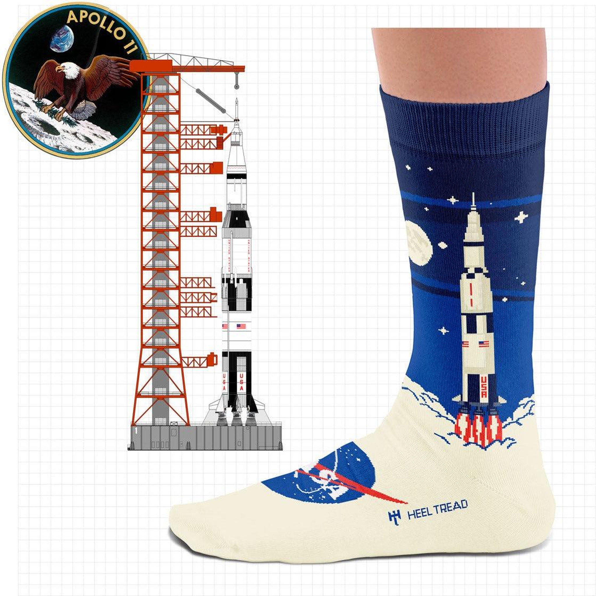 Voir la diapositive 6 : SOCK AFFAIRS Chaussettes lanceur saturn v de la nasa