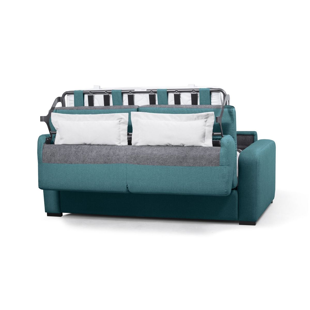 Canapé convertible système couchage express matelas 160x200 13cm 3 places en tissu  DYLAN 