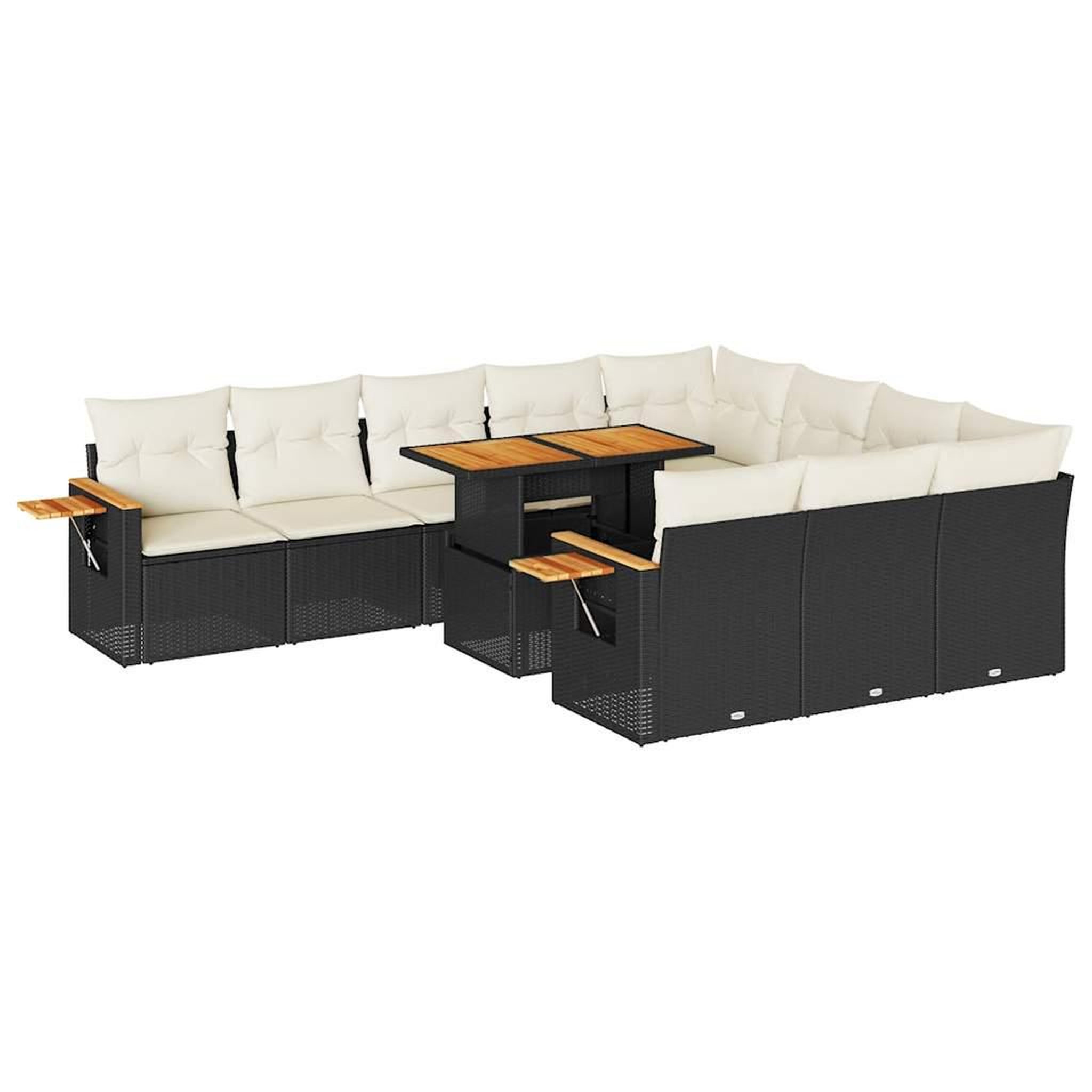 Voir la diapositive 2 : VIDAXL Ensemble de canapes de jardin 11 pcs et coussins rotin acacia