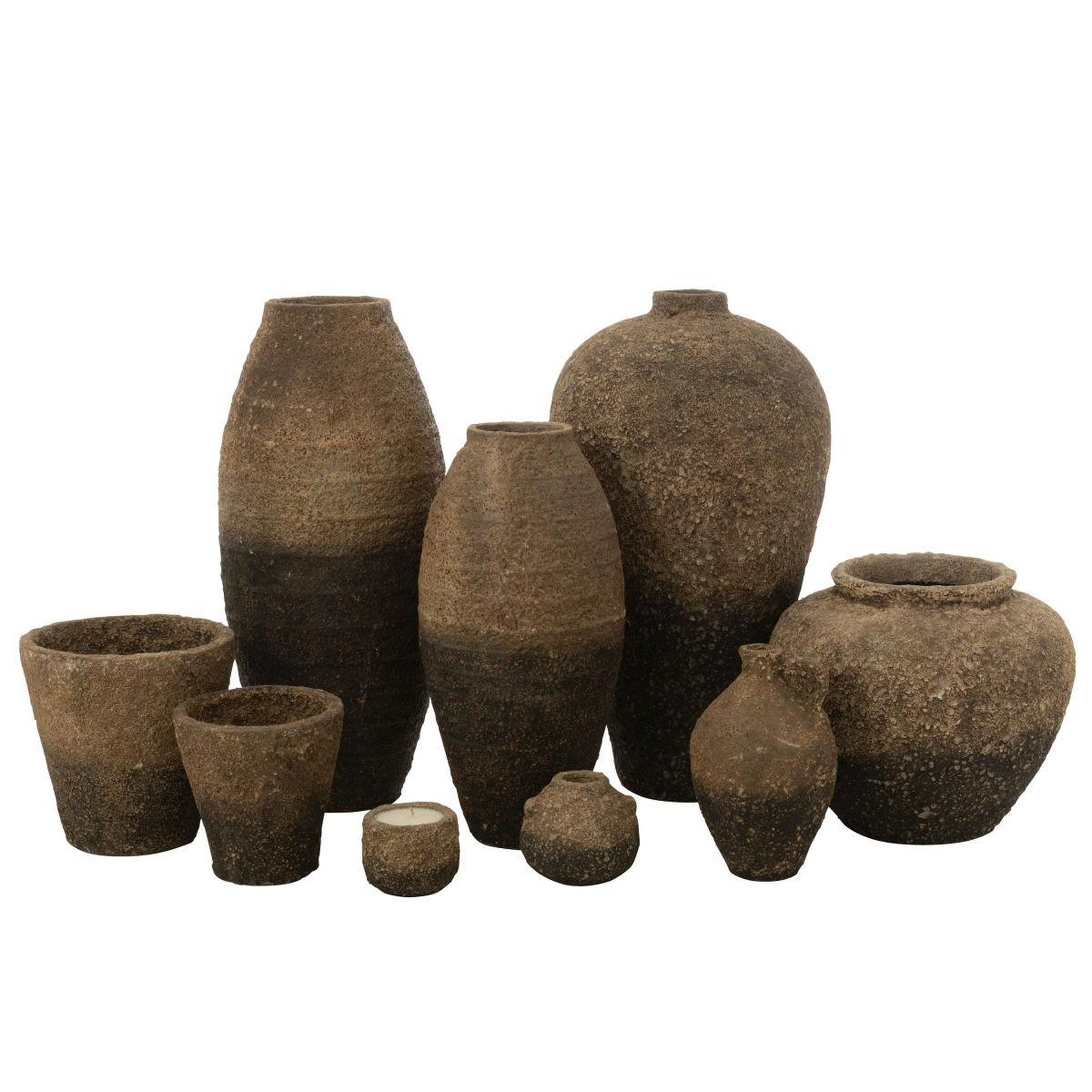 Voir la diapositive 3 : J-LINE Vase antique en ciment  mack  80cm marron & noir