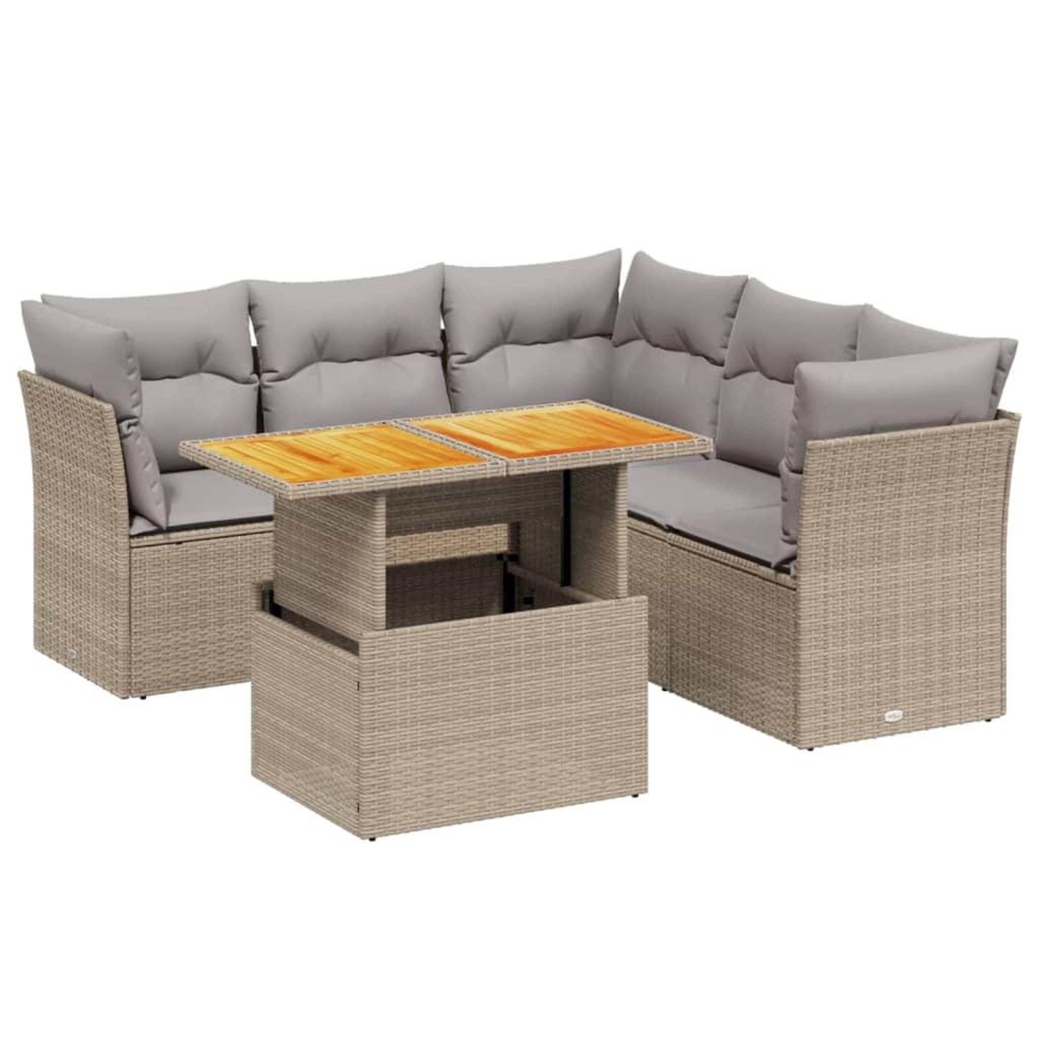 Voir la diapositive 2 : VIDAXL Salon de jardin avec coussins 5 pcs beige resine tressee