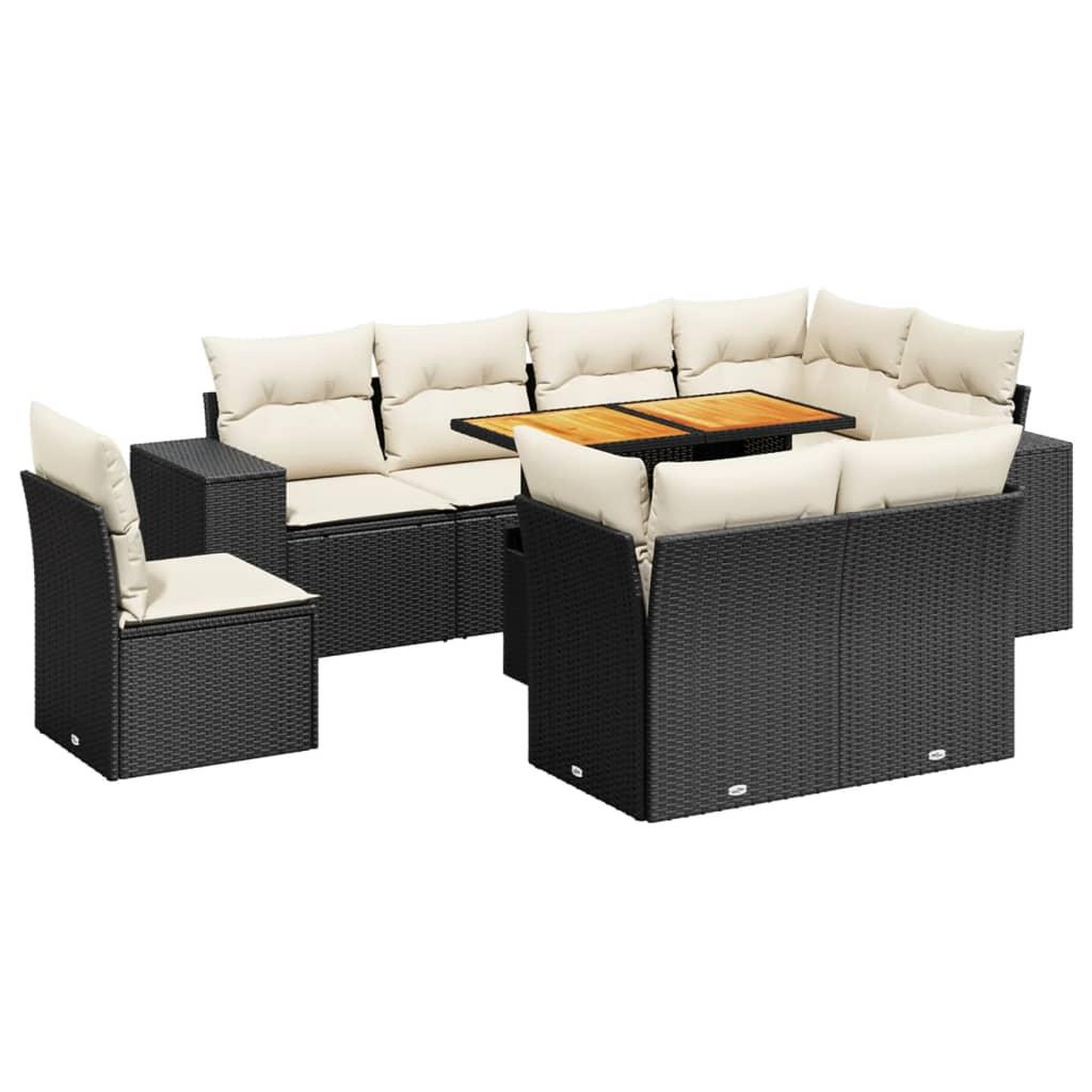Voir la diapositive 2 : VIDAXL Salon de jardin 9 pcs avec coussins noir resine tressee