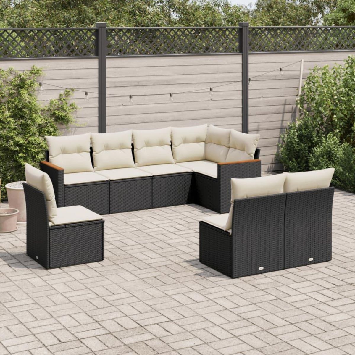 VIDAXL Salon de jardin 8 pcs avec coussins noir resine tressee