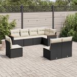 VIDAXL Salon de jardin 8 pcs avec coussins noir resine tressee