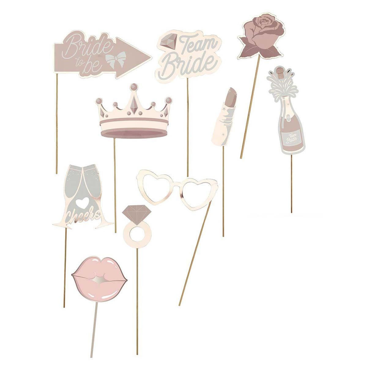 Paris Prix Lot de 10 Bâtons Photo  EVJF  26cm Blanc & Rose