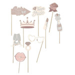 Paris Prix Lot de 10 Bâtons Photo  EVJF  26cm Blanc & Rose
