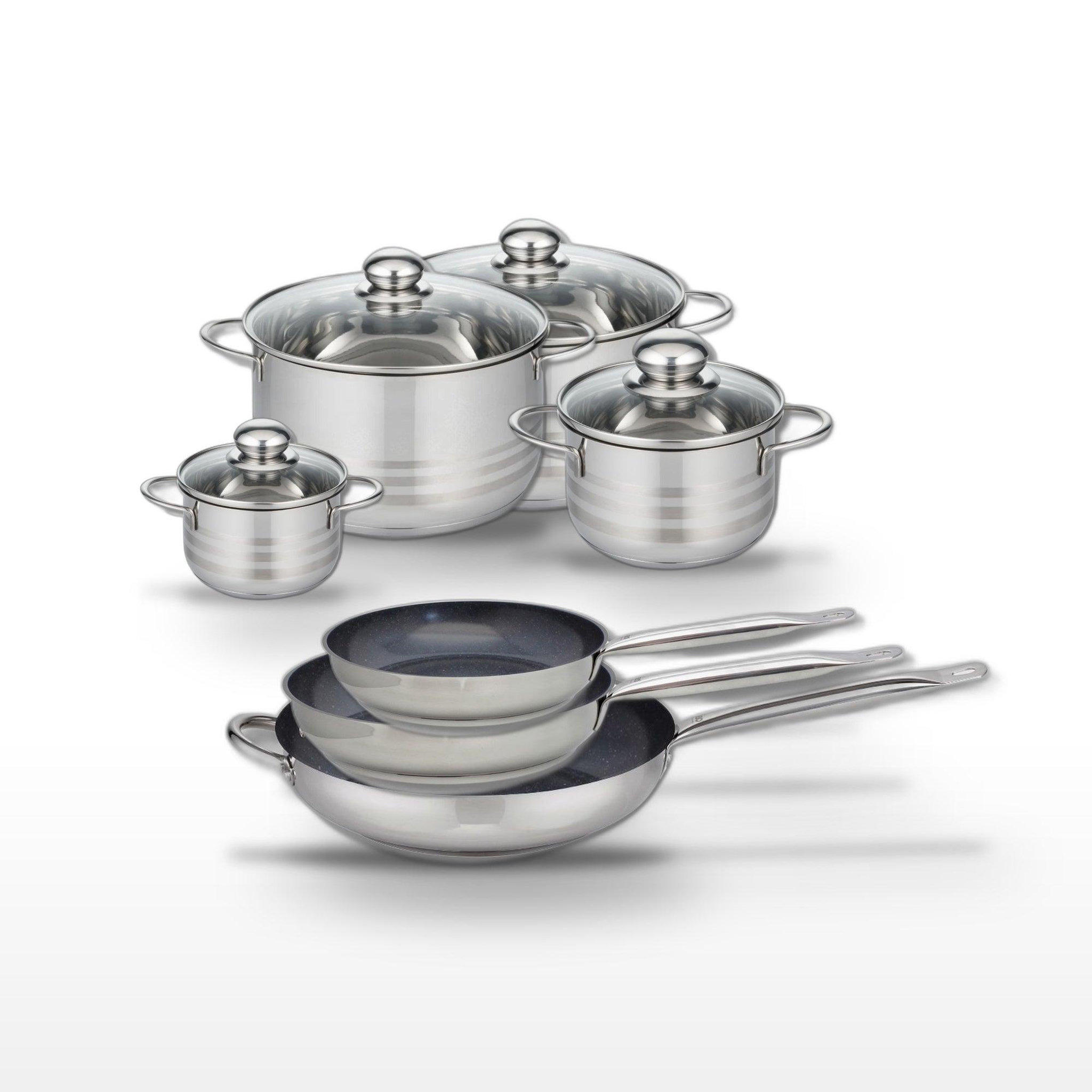 ELO Lot de 3 poêles céramique elo profi therm platinum 24/28/32 cm et 4 faitouts elo brillant 12/16/20/24 cm