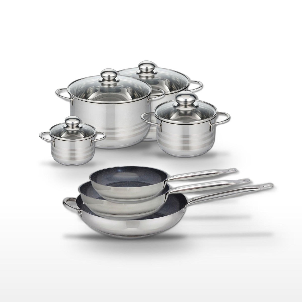 ELO Lot de 3 Poêles céramique Elo Profi Therm Platinum 24/28/32 cm et 4 Faitouts Elo Brillant 12/16/20/24 cm