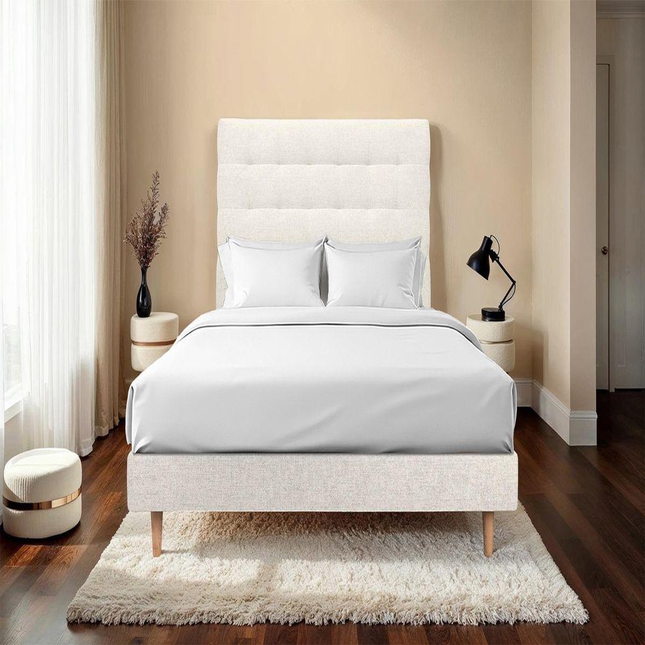 Voir la diapositive 2 : Sommeil de Plomb Lit avec tête de lit capitonnée tissu et sommier kit - Hauteur totale : 29cm
