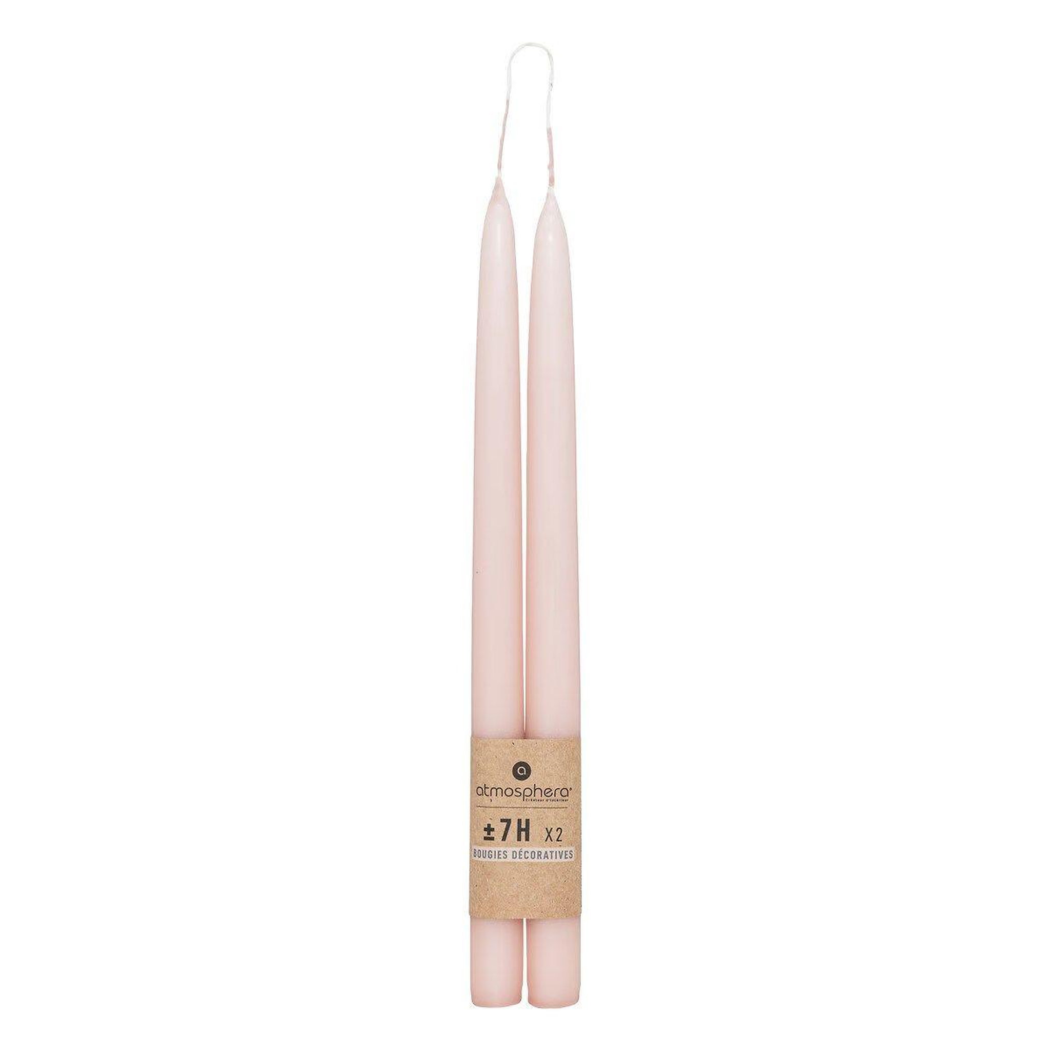 Voir la diapositive 2 : ATMOSPHERA Lot de 2 bougies bâton  hugo  30cm rose