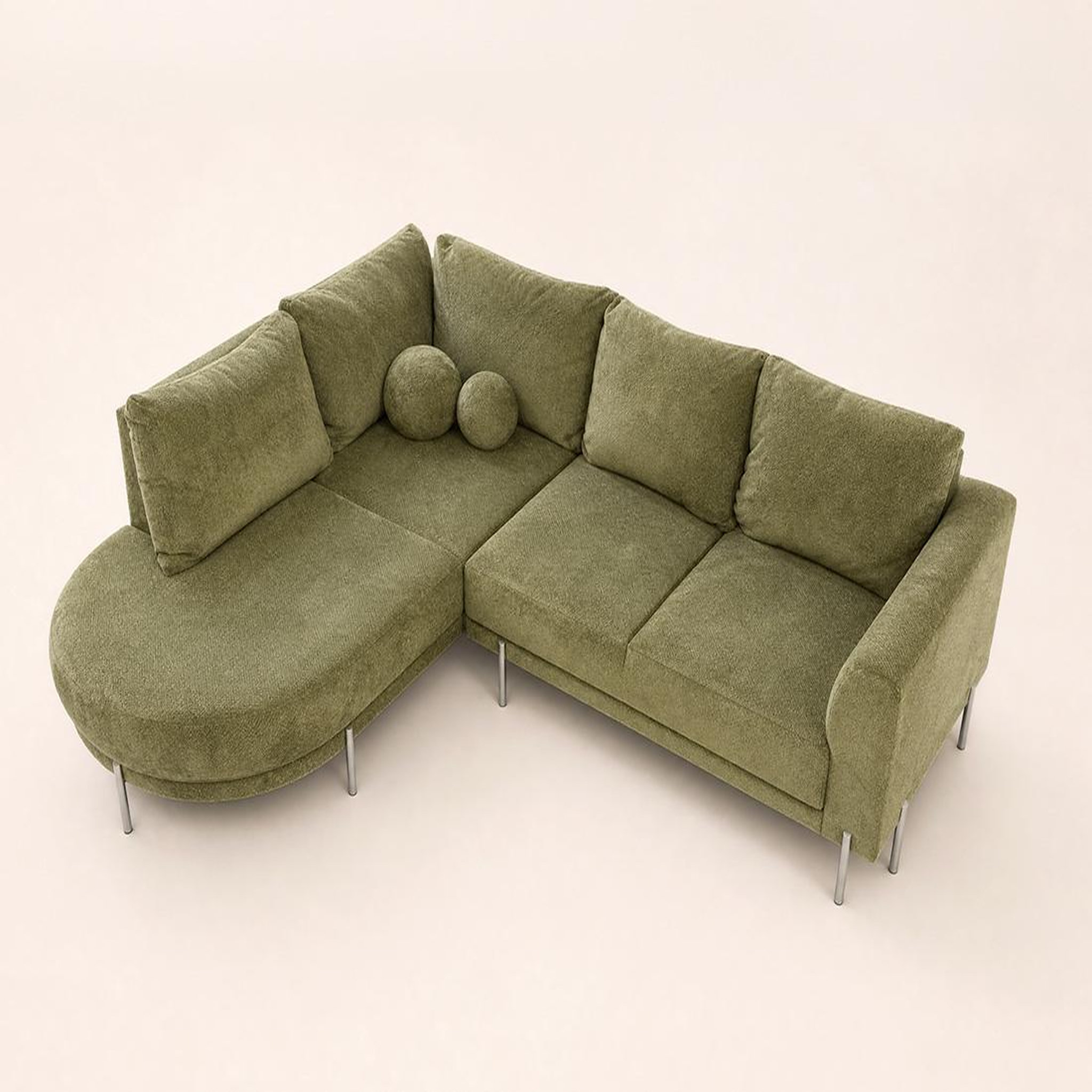 Voir la diapositive 5 : BEST MOBILIER Gabin - canapé d'angle gauche 5 places en velours texturé