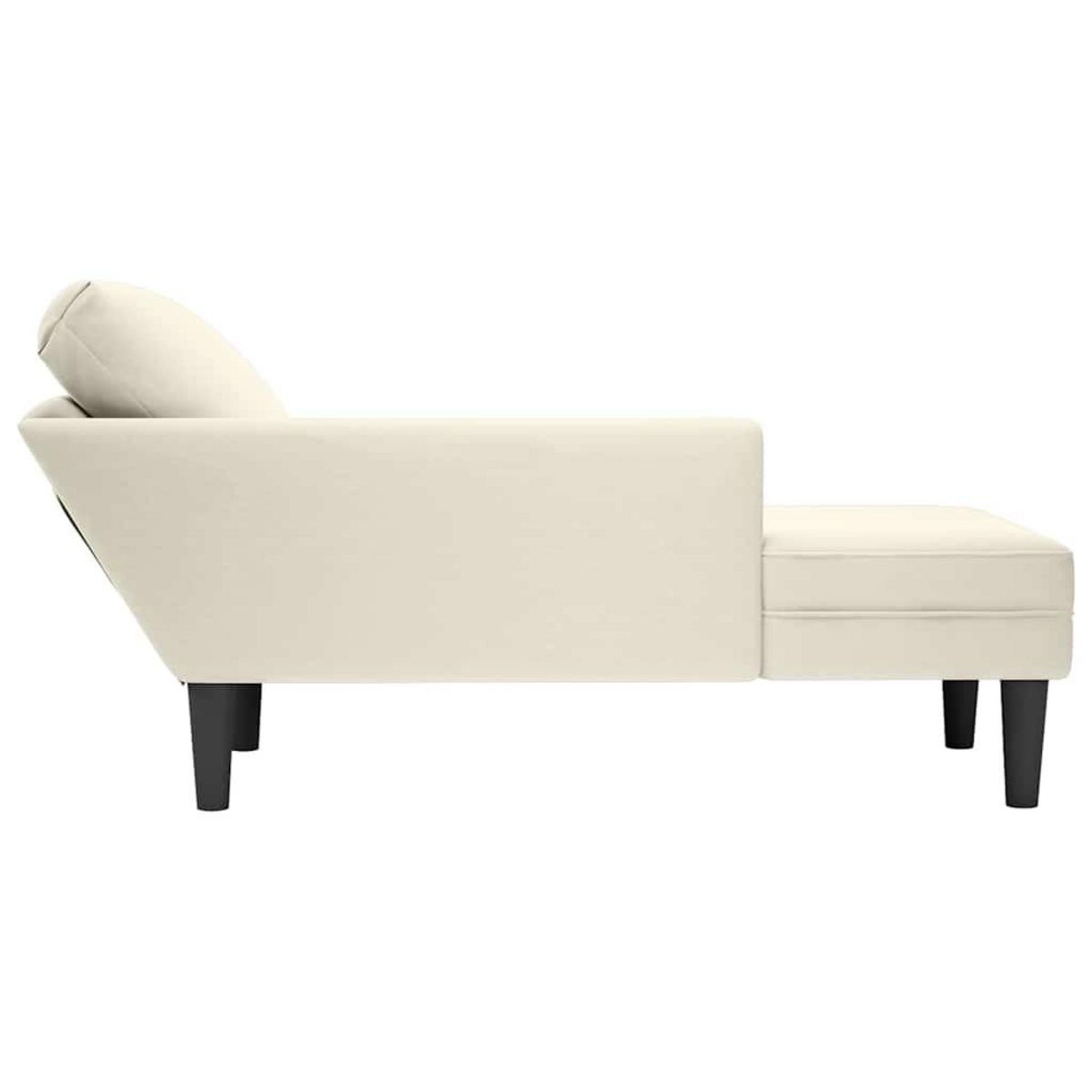VIDAXL Fauteuil long avec coussin et accoudoir droit creme velours